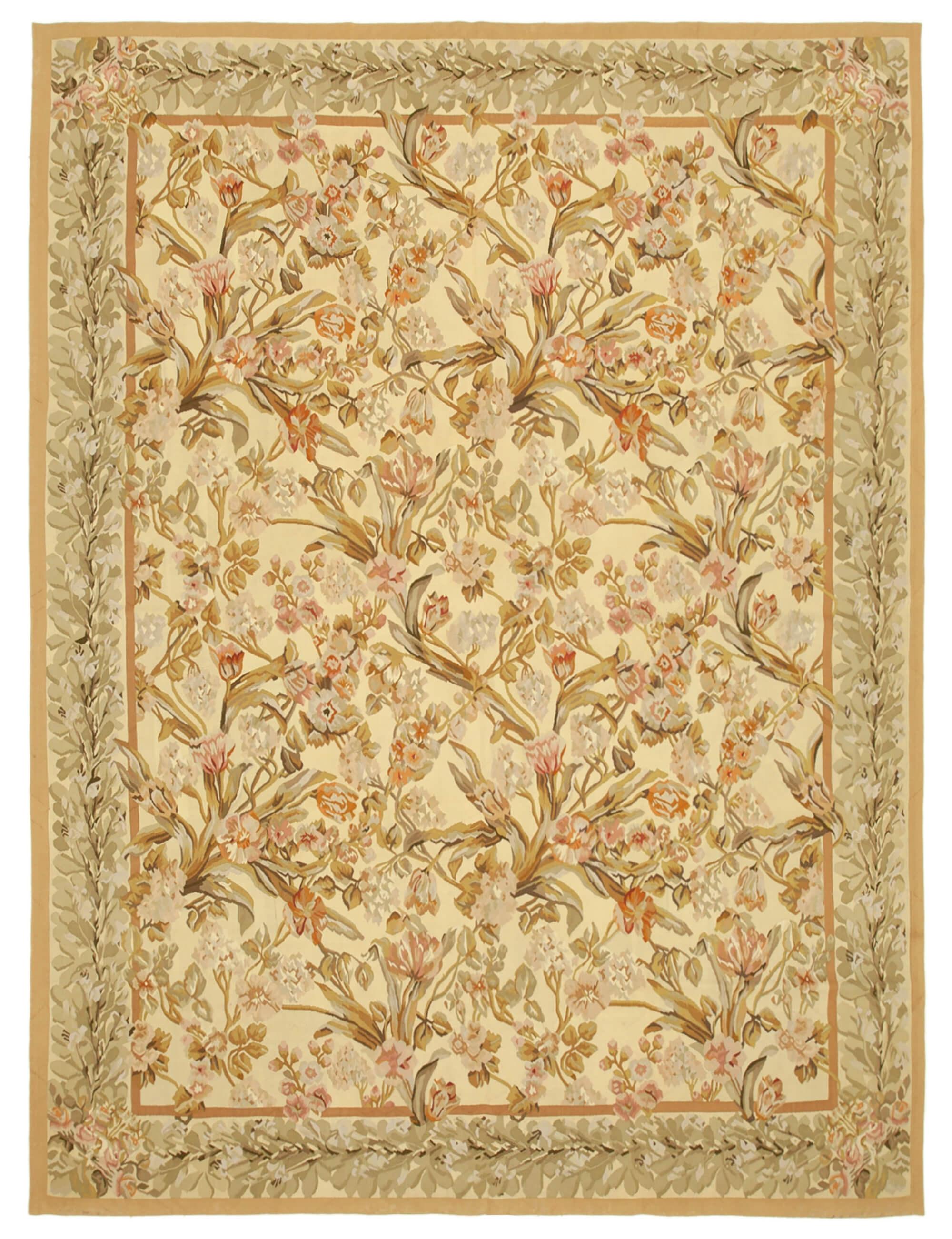 9 x 12 Beige Aubusson Kilim - 1497