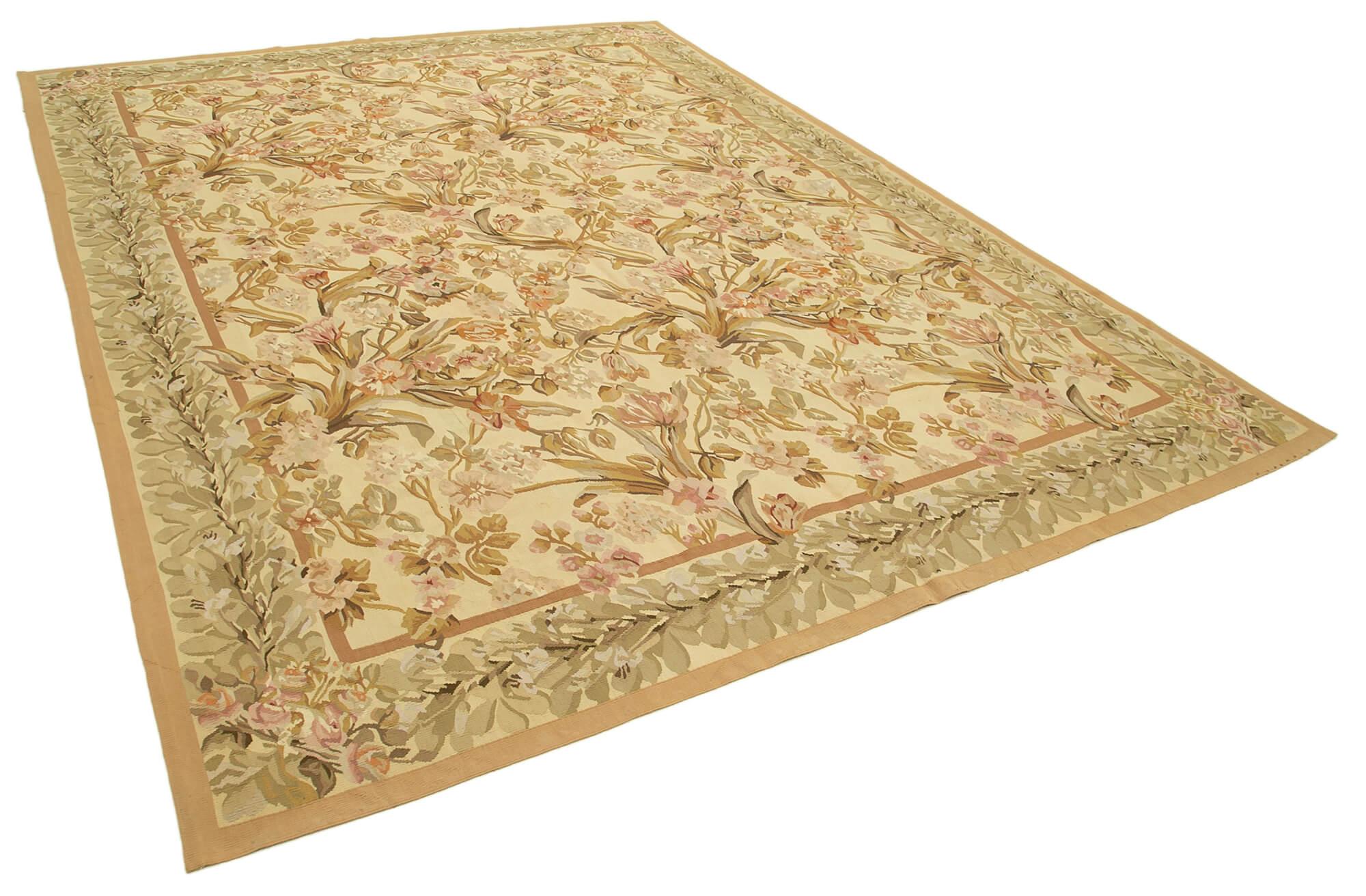 9 x 12 Beige Aubusson Kilim - 1497