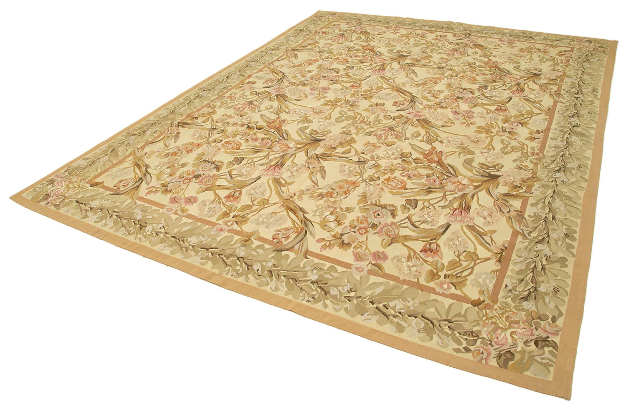 9 x 12 Beige Aubusson Kilim - 1497