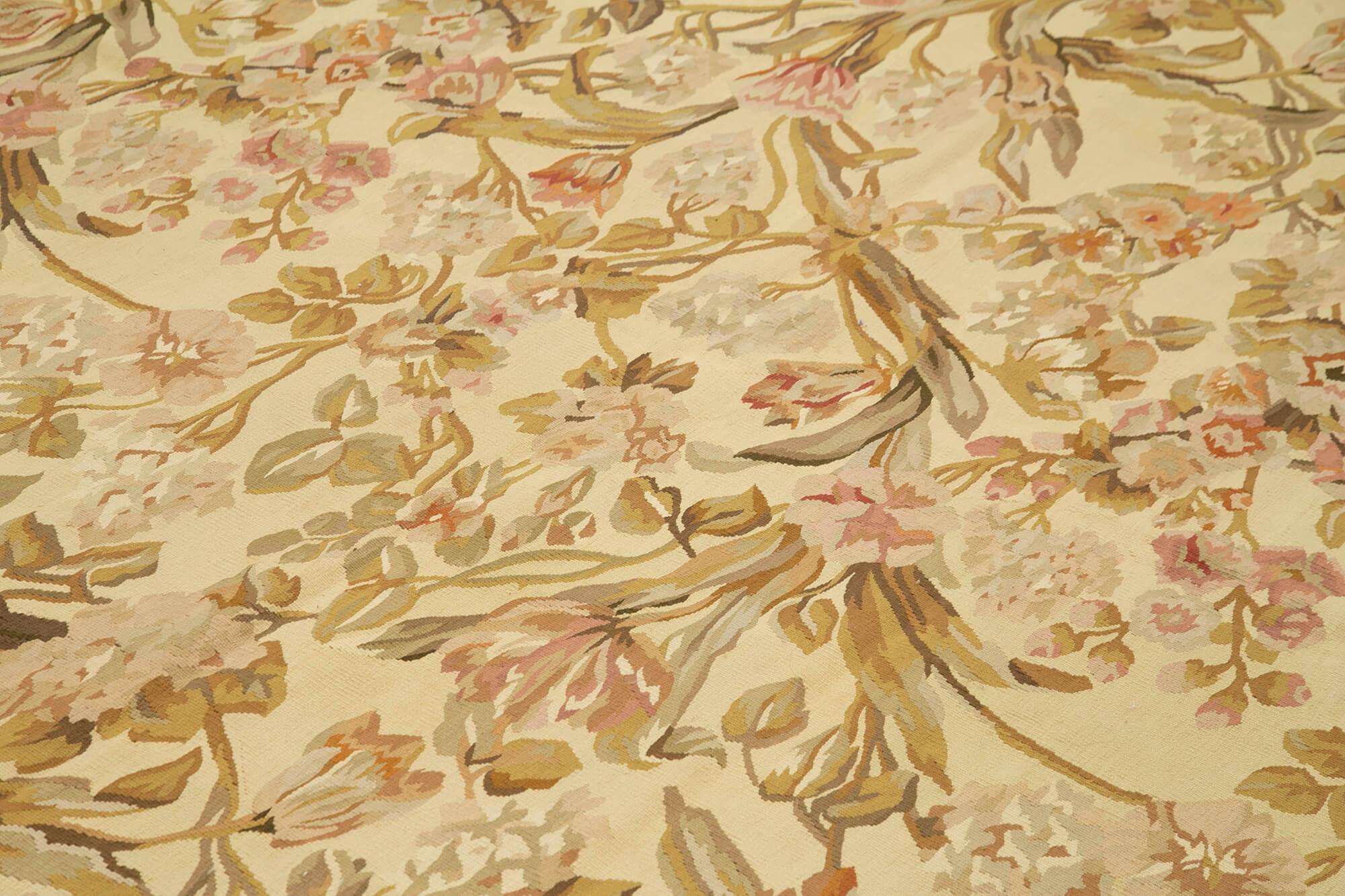 9 x 12 Beige Aubusson Kilim - 1497