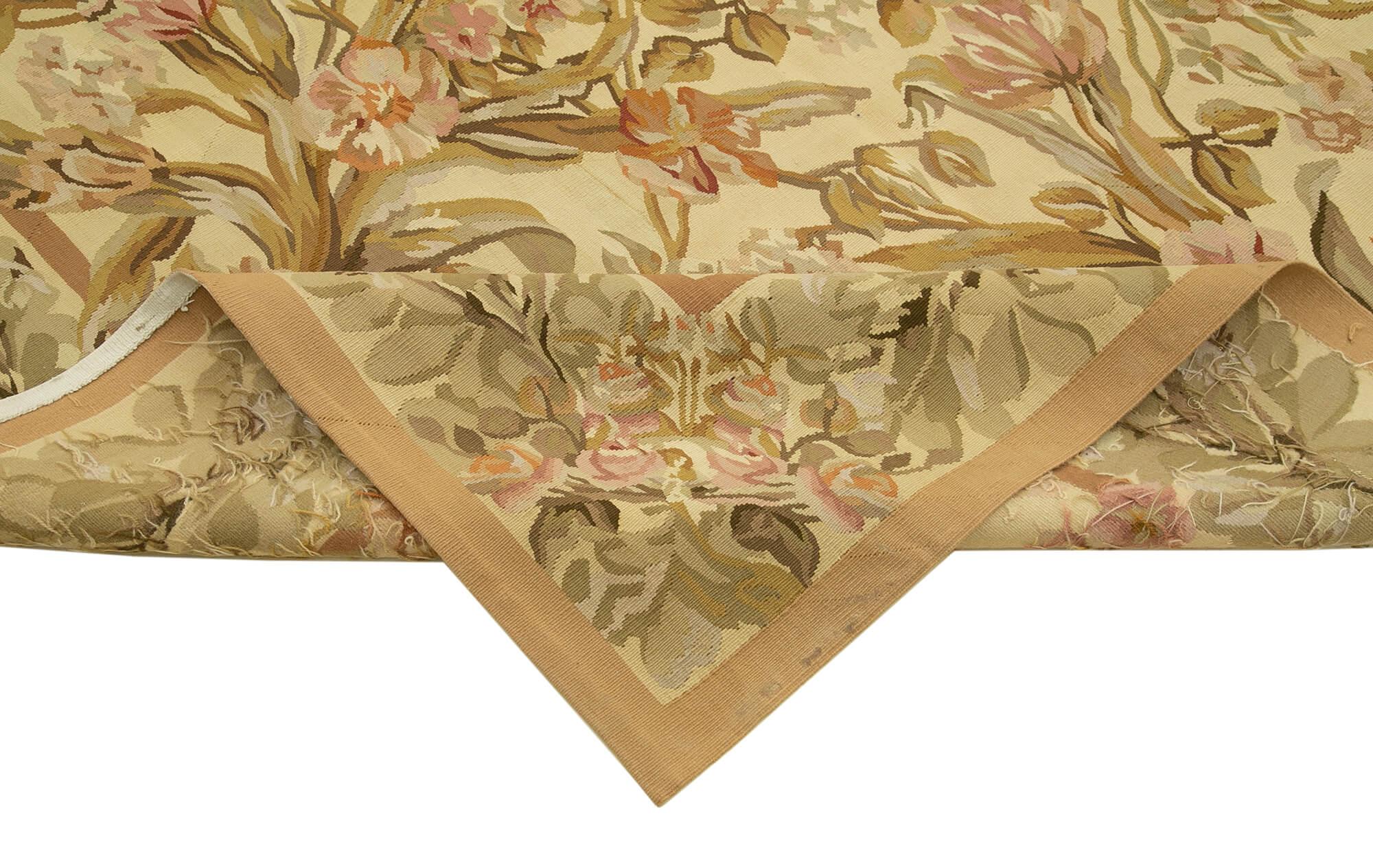 9 x 12 Beige Aubusson Kilim - 1497