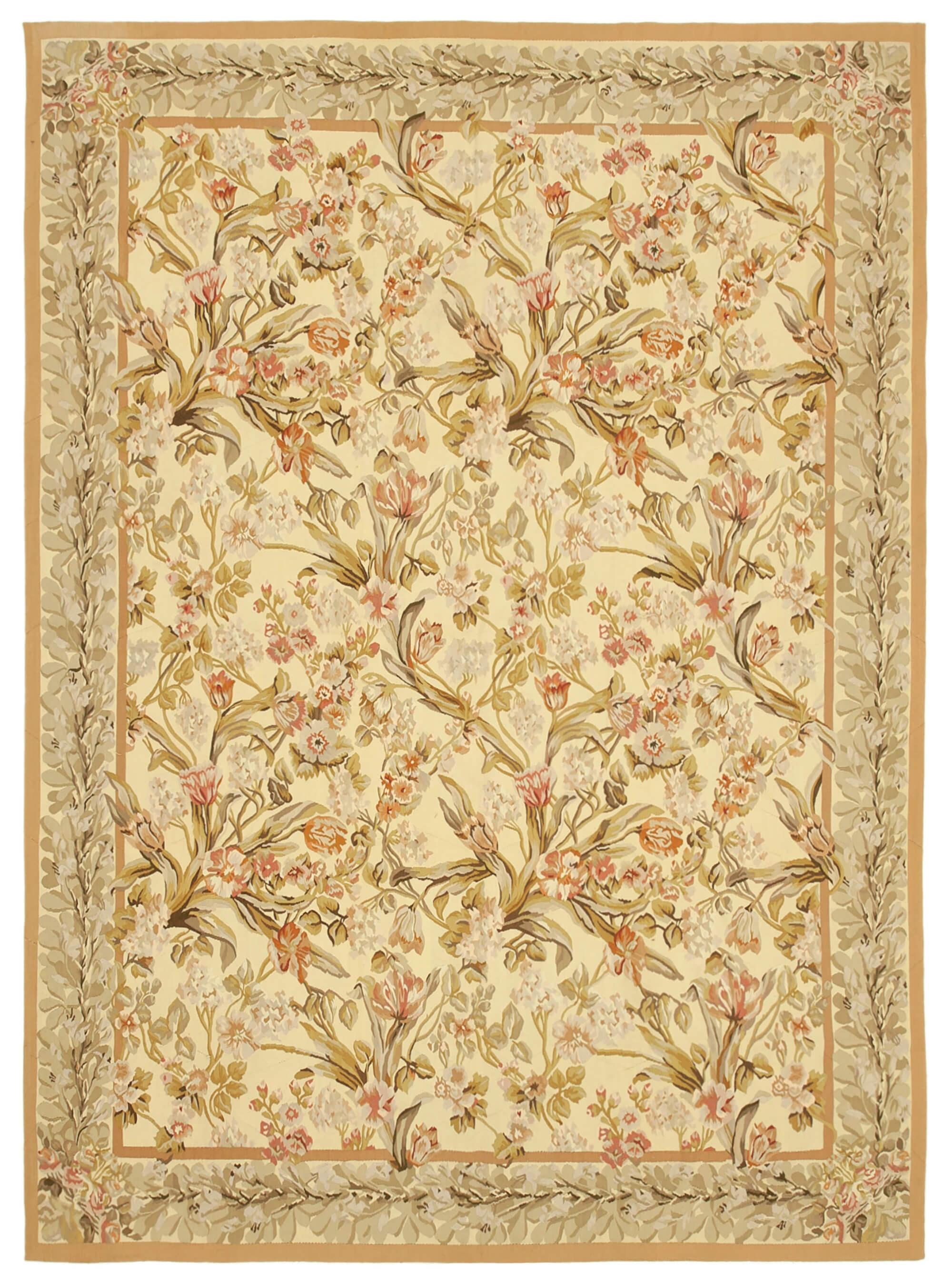 9 x 12 Beige Aubusson Kilim - 1500