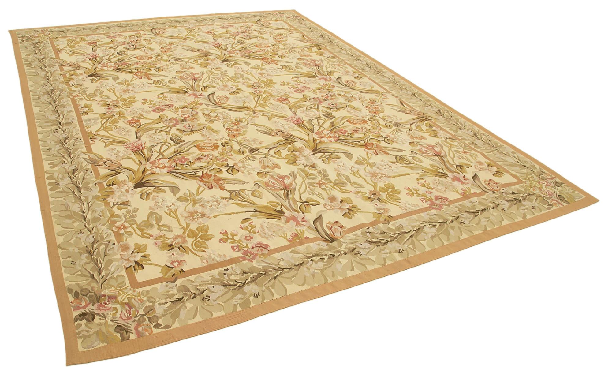 9 x 12 Beige Aubusson Kilim - 1500