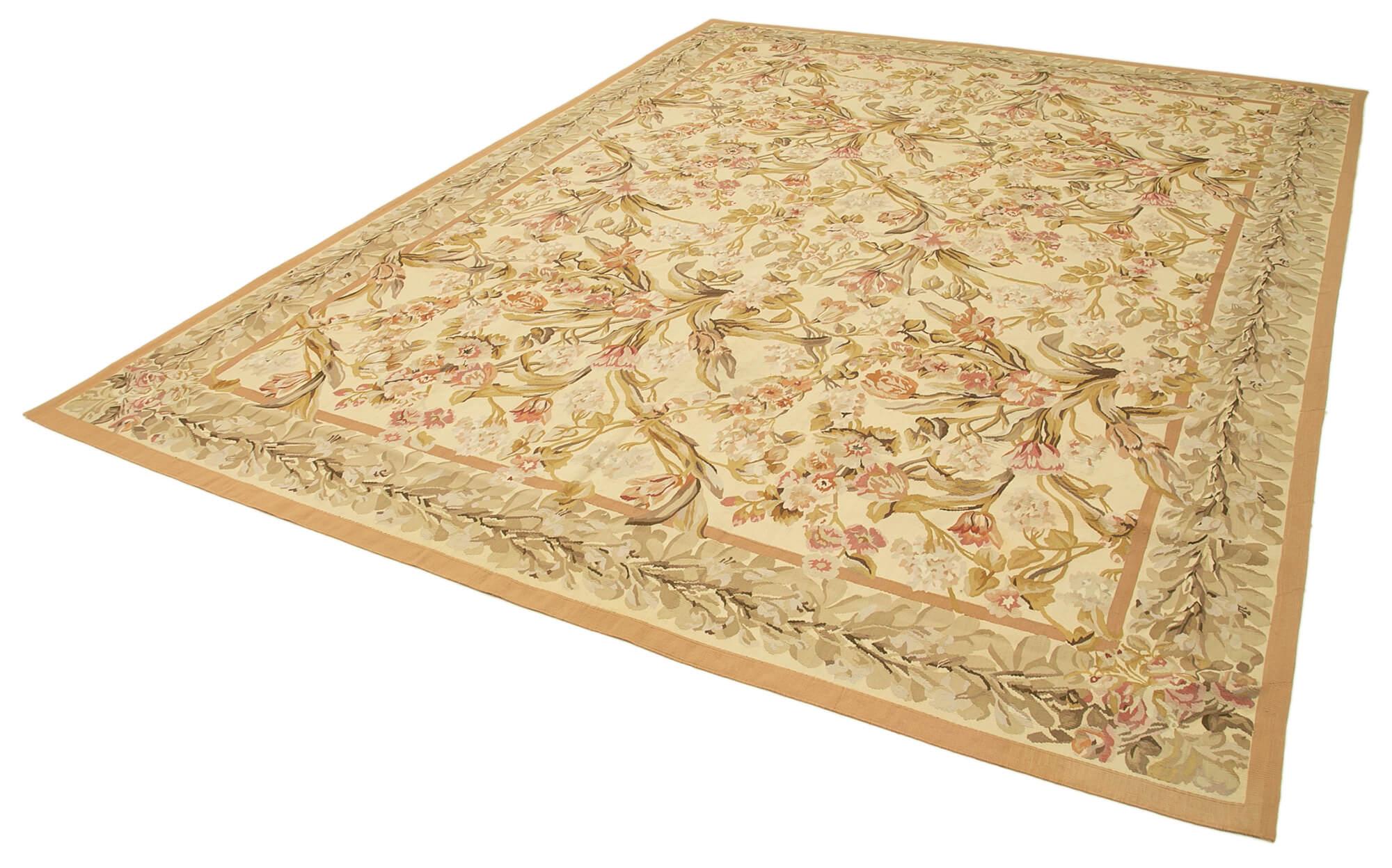 9 x 12 Beige Aubusson Kilim - 1500