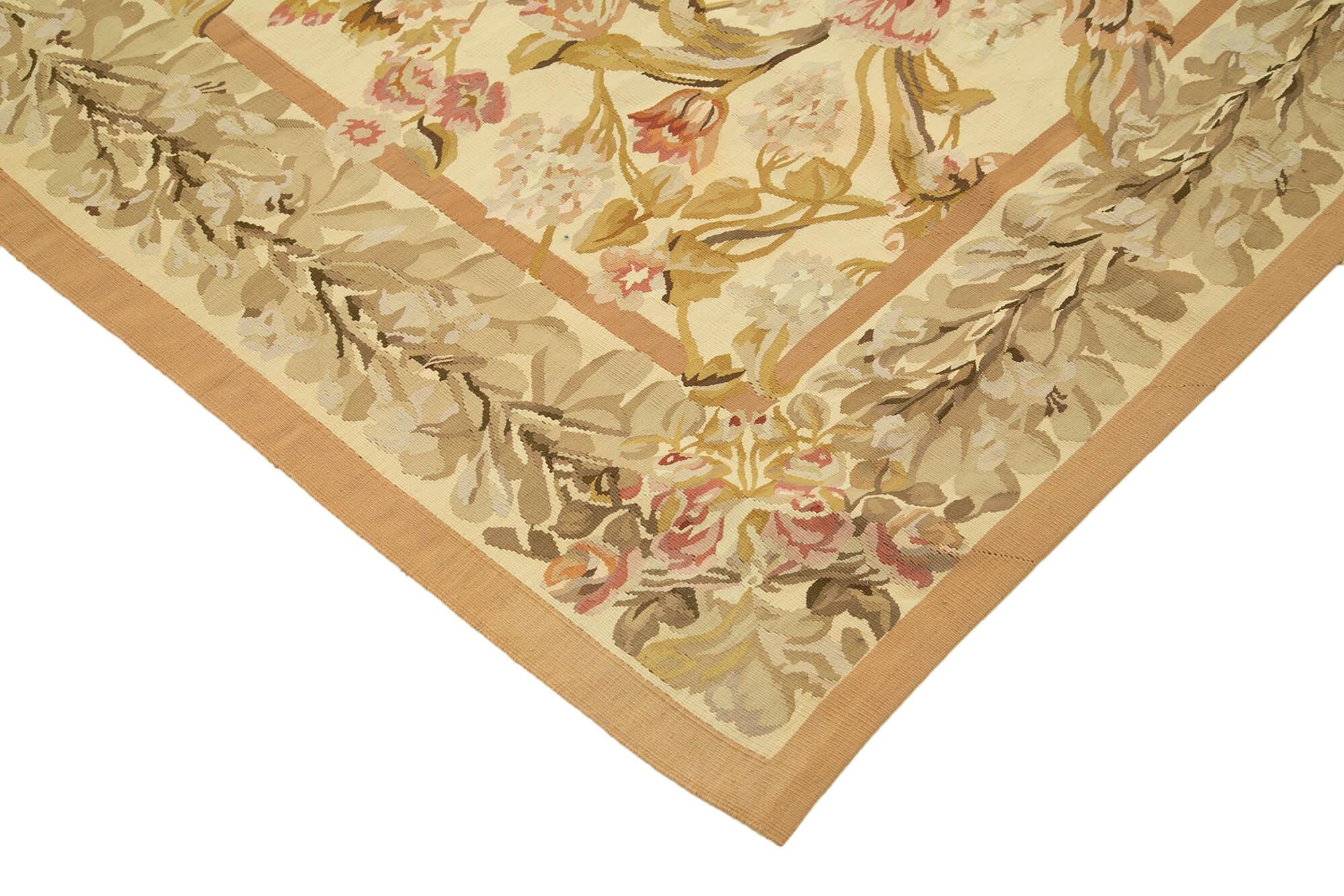 9 x 12 Beige Aubusson Kilim - 1500