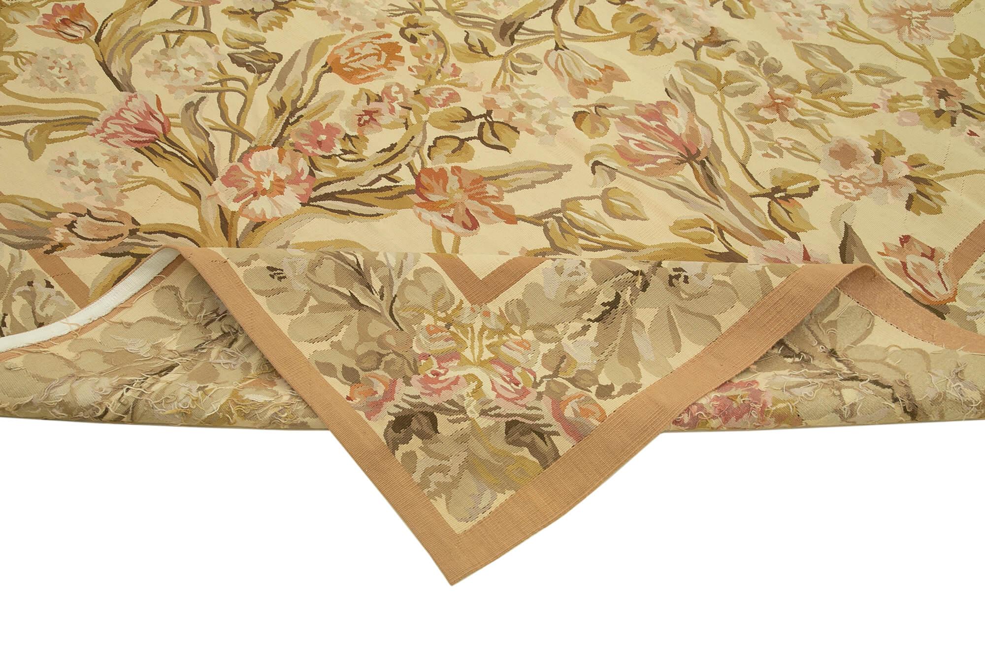 9 x 12 Beige Aubusson Kilim - 1500