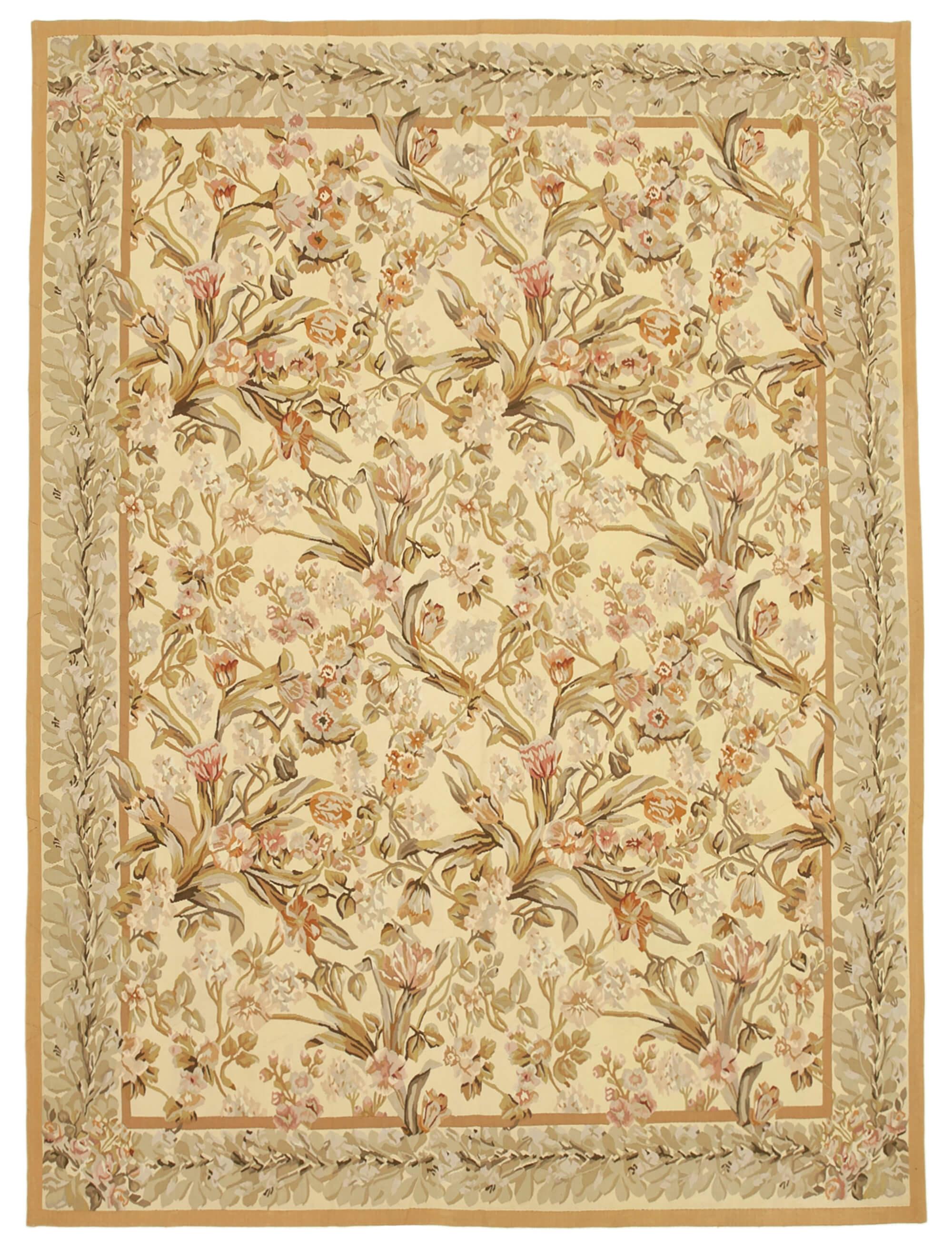 9 x 12 Beige Aubusson Kilim - 1502