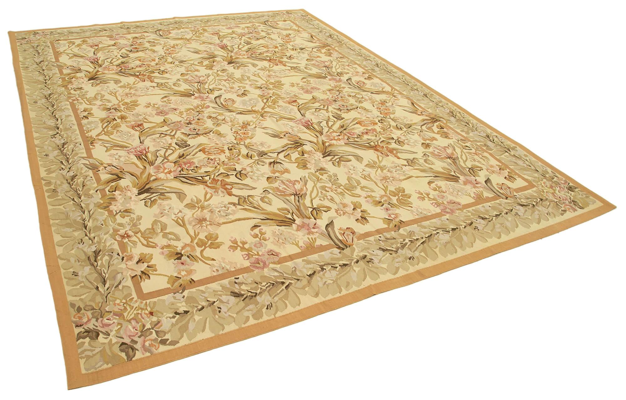 9 x 12 Beige Aubusson Kilim - 1502