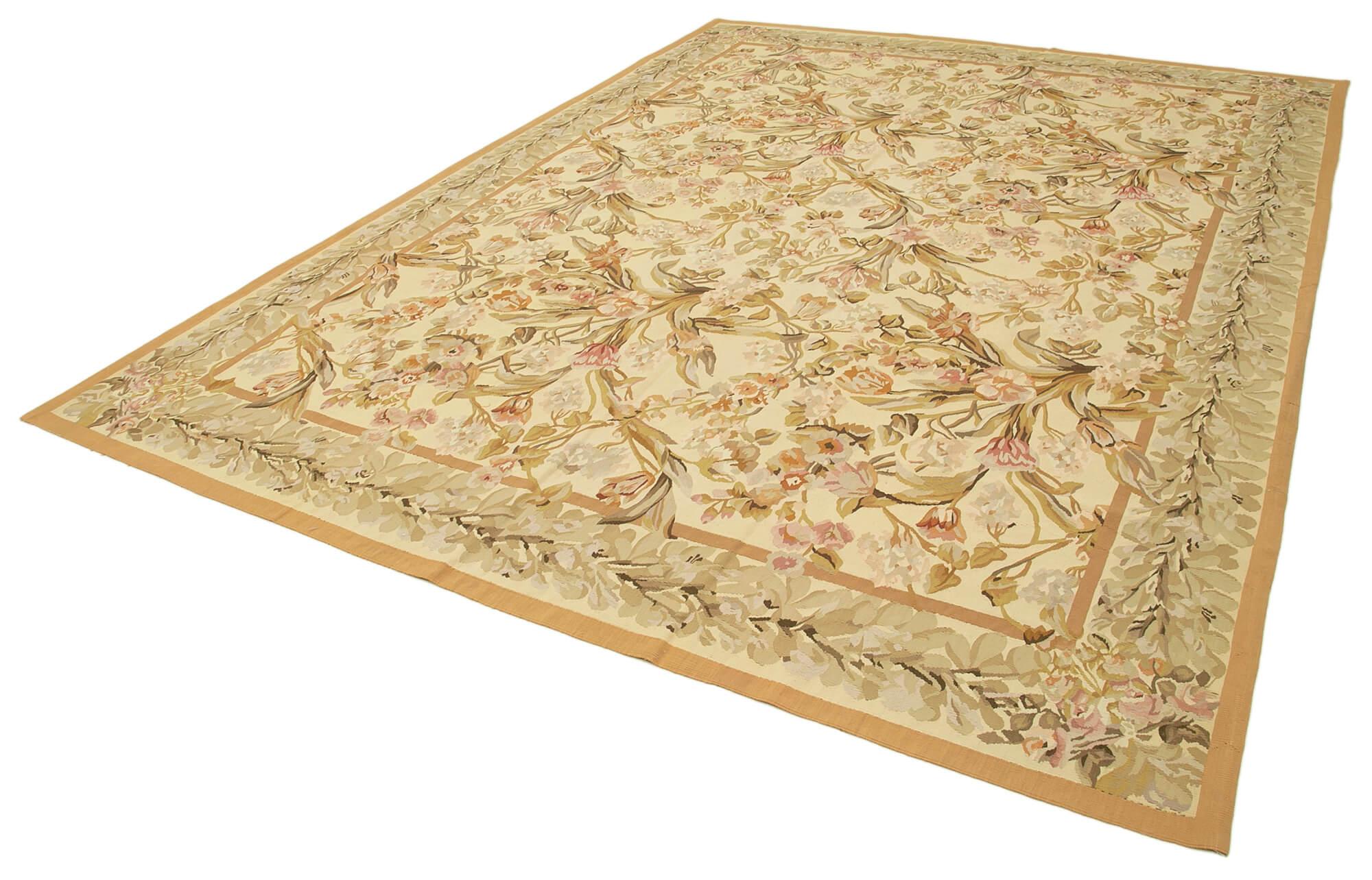 9 x 12 Beige Aubusson Kilim - 1502