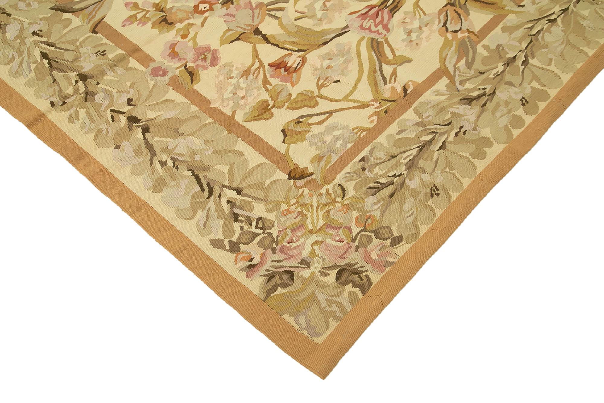 9 x 12 Beige Aubusson Kilim - 1502