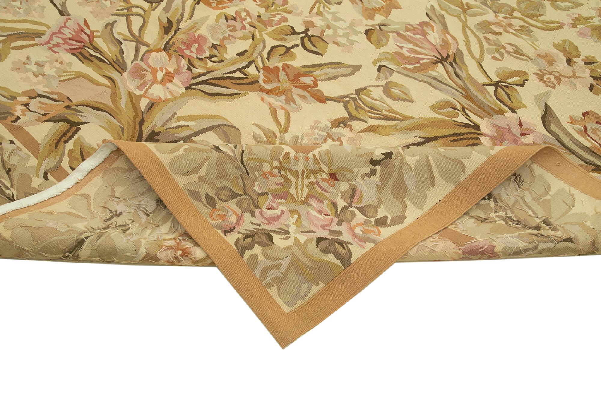 9 x 12 Beige Aubusson Kilim - 1502