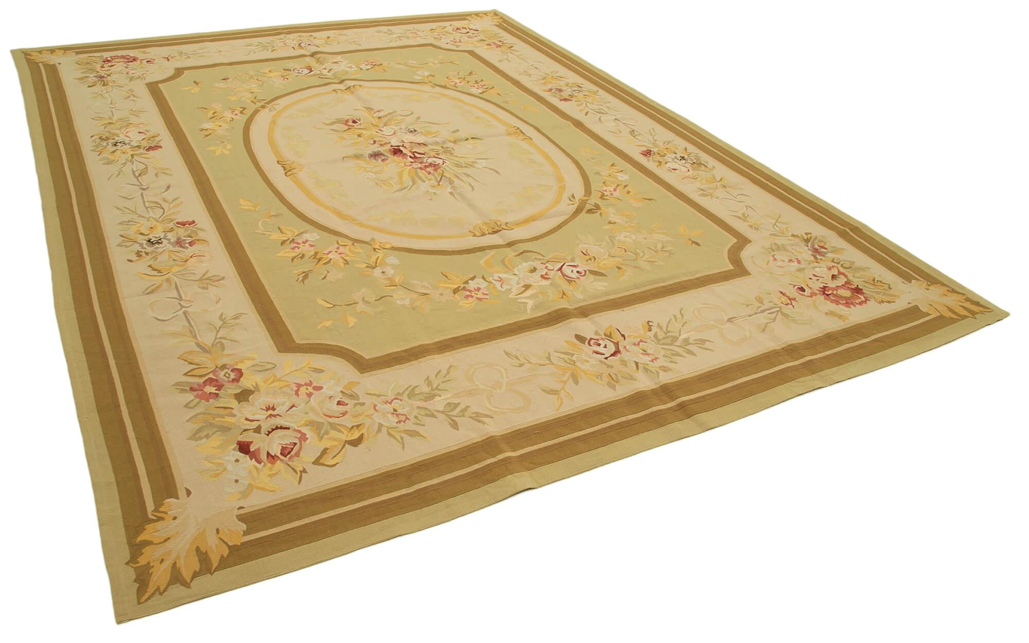 9 x 12 Beige Aubusson Kilim - 1507