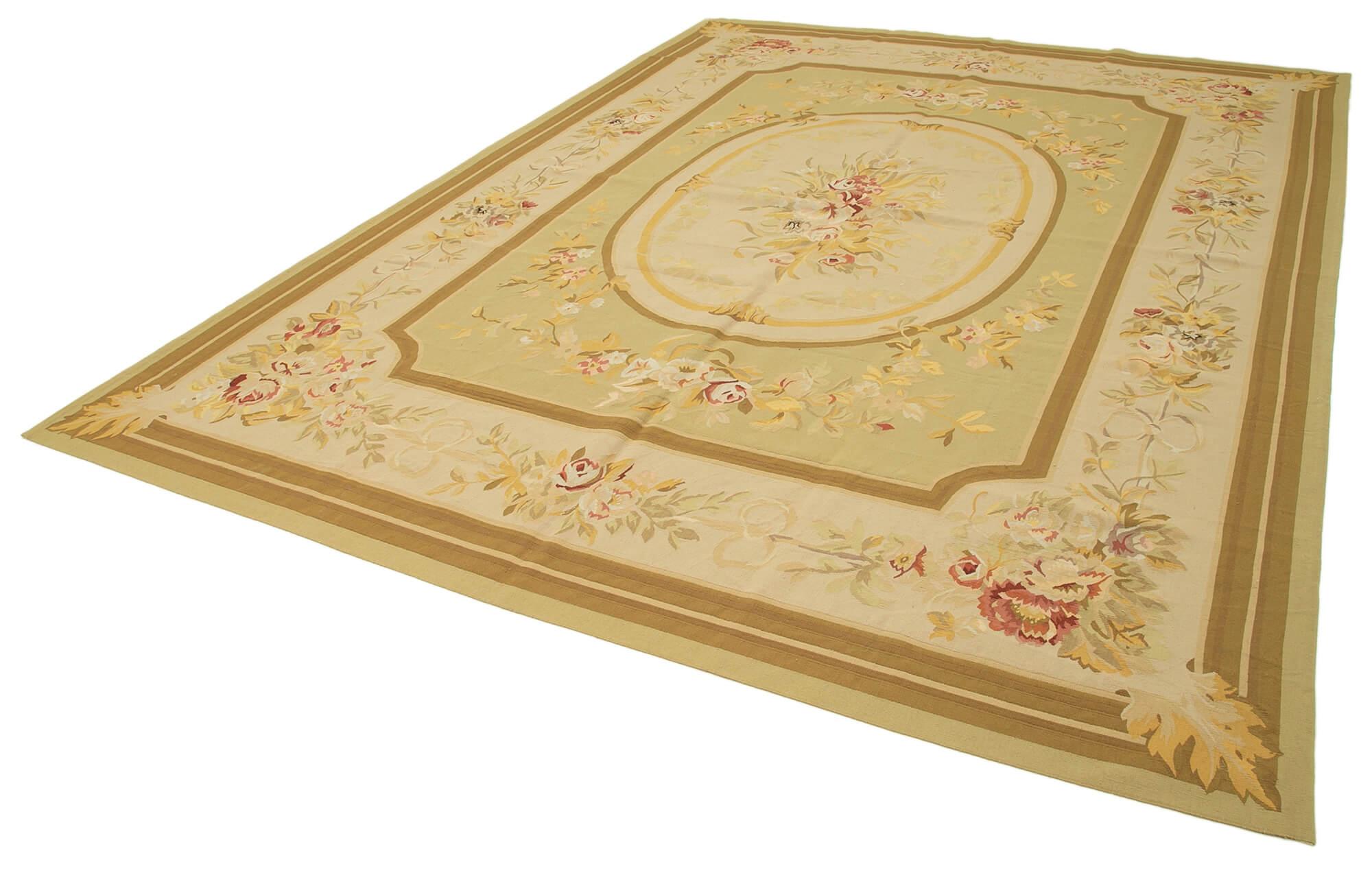 9 x 12 Beige Aubusson Kilim - 1507