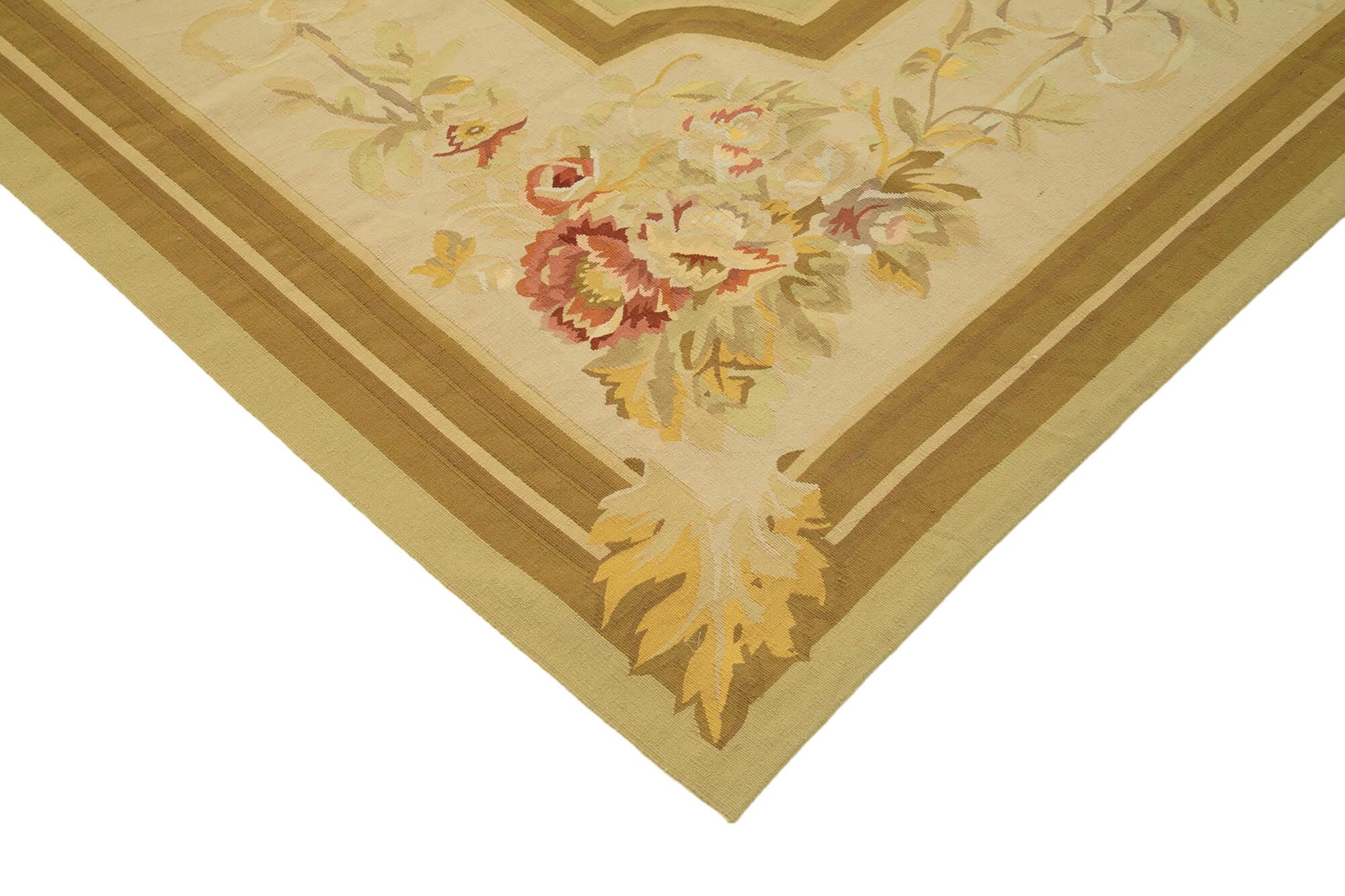 9 x 12 Beige Aubusson Kilim - 1507