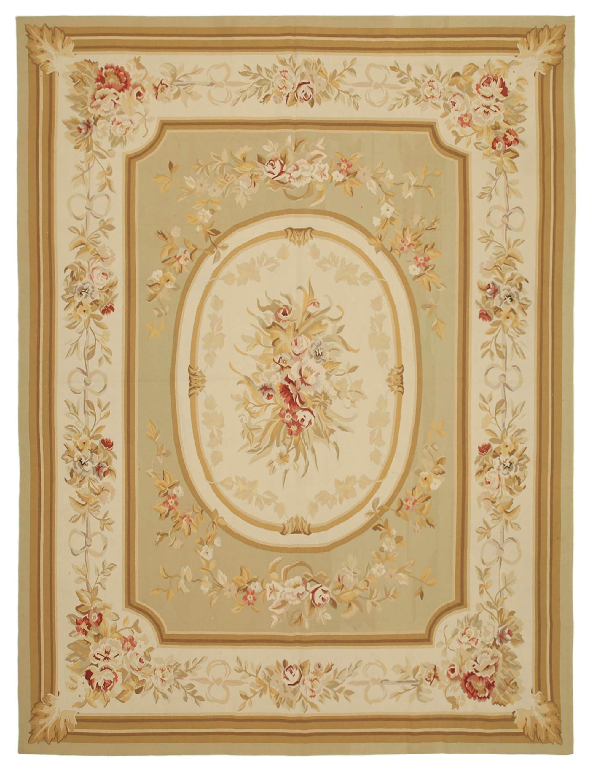 9 x 12 Beige Aubusson Kilim - 1508