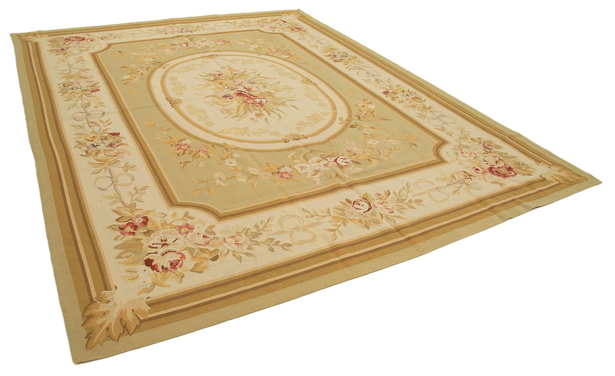 9 x 12 Beige Aubusson Kilim - 1508