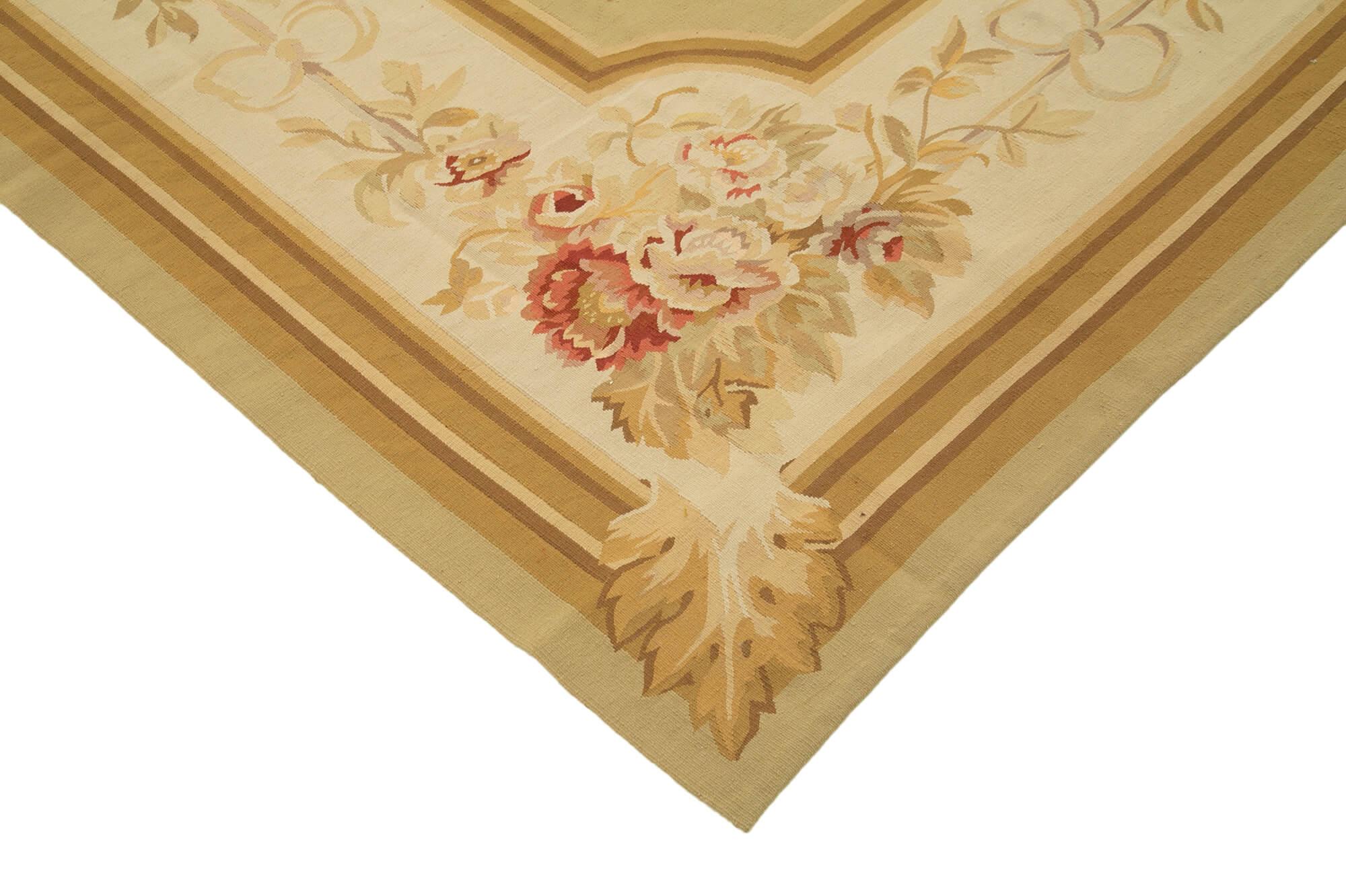 9 x 12 Beige Aubusson Kilim - 1508