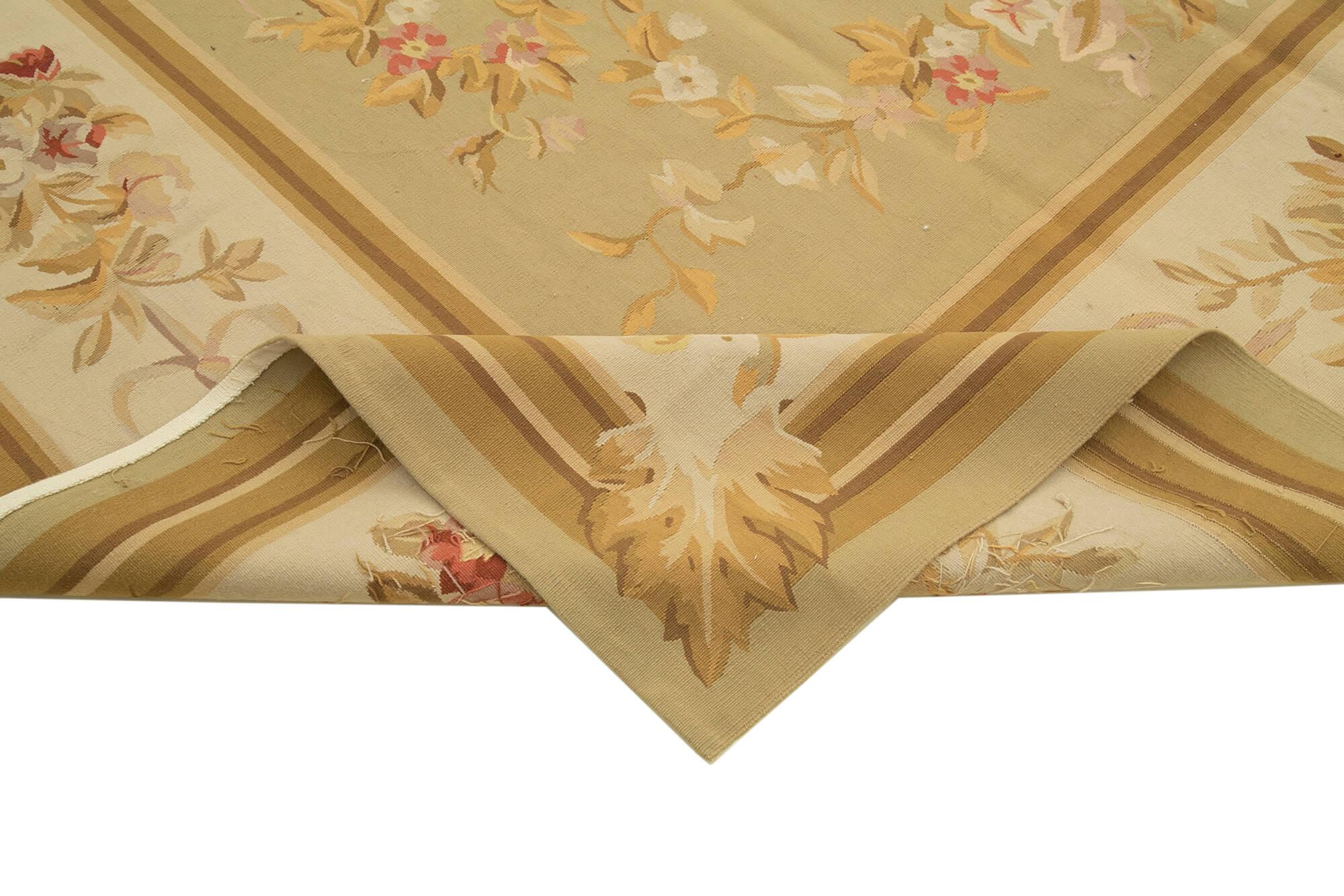 9 x 12 Beige Aubusson Kilim - 1508