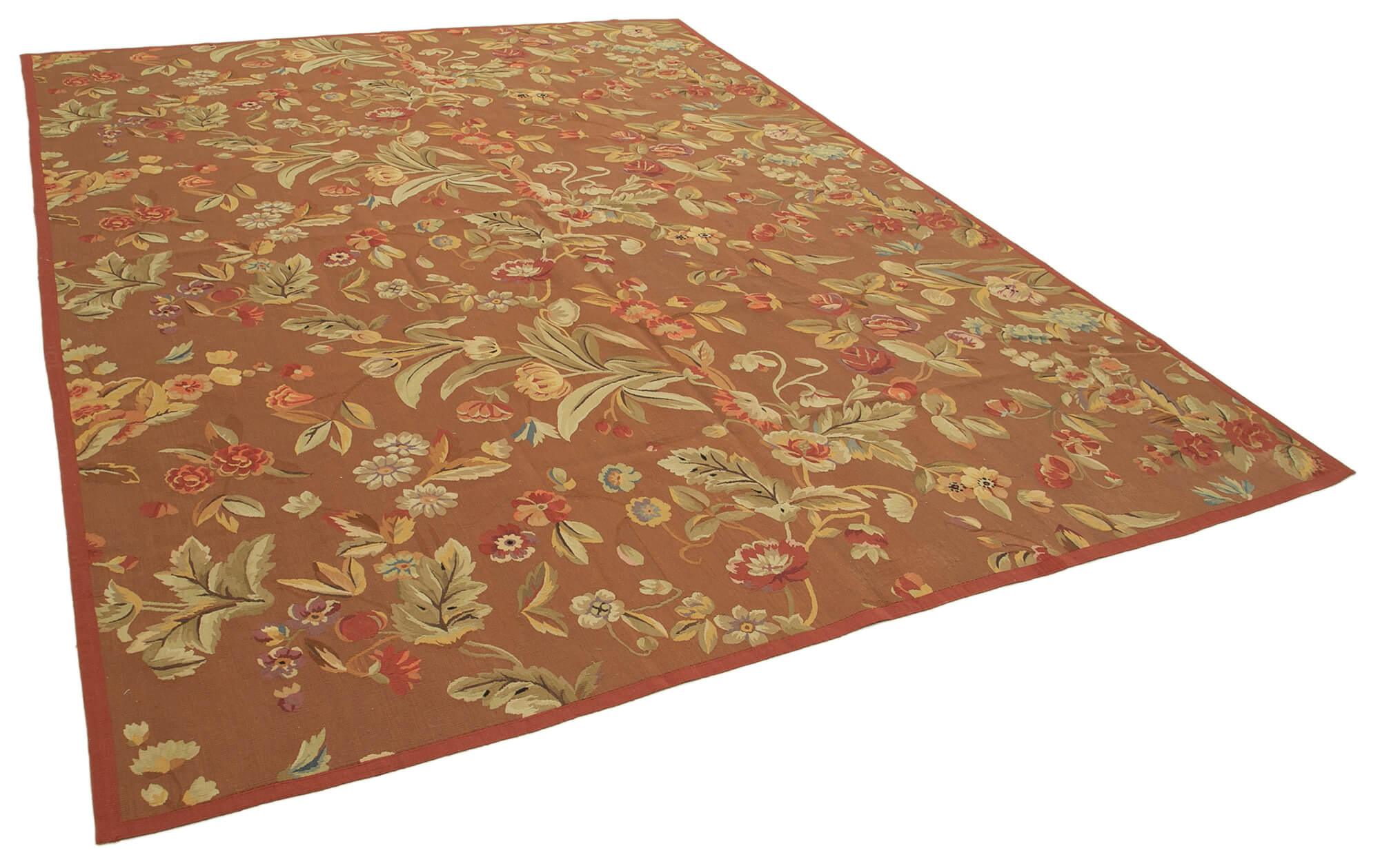 9 x 12 Brown Aubusson Kilim - 1511