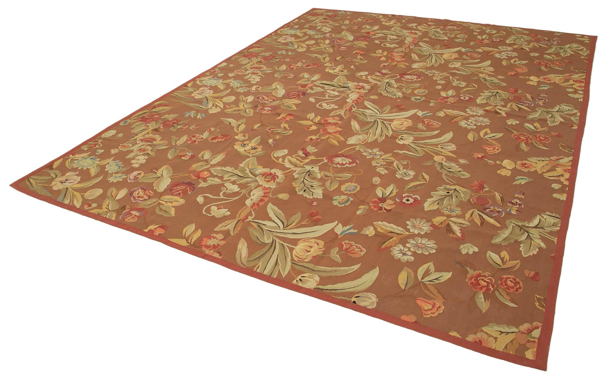 9 x 12 Brown Aubusson Kilim - 1511