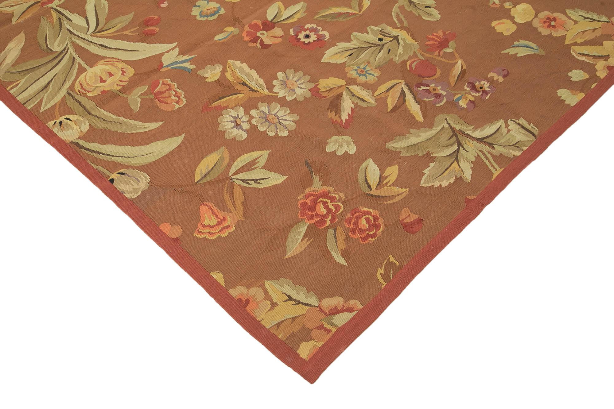 9 x 12 Brown Aubusson Kilim - 1511