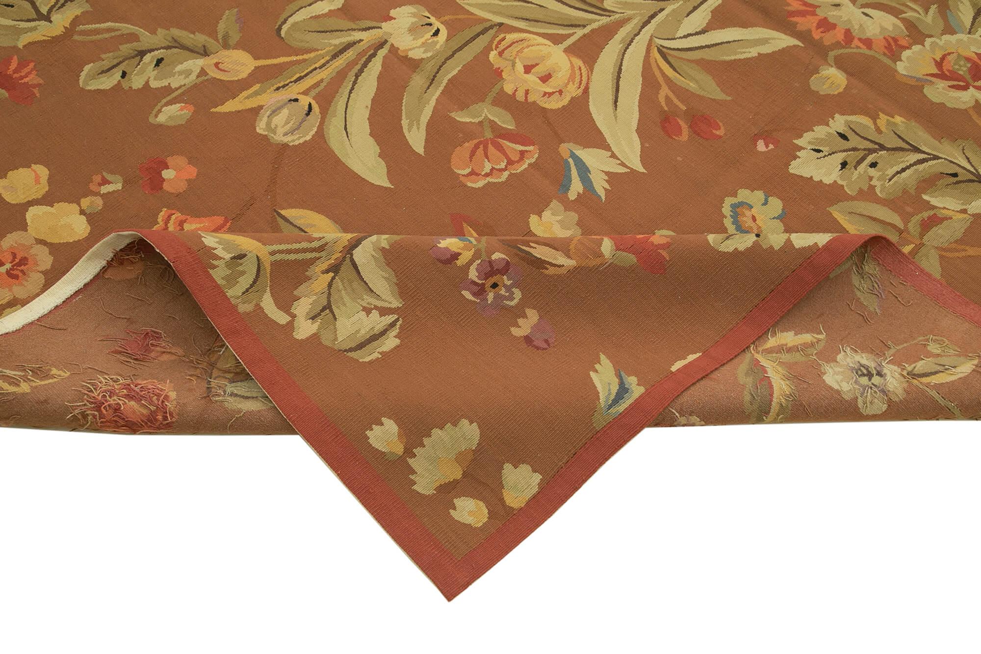 9 x 12 Brown Aubusson Kilim - 1511