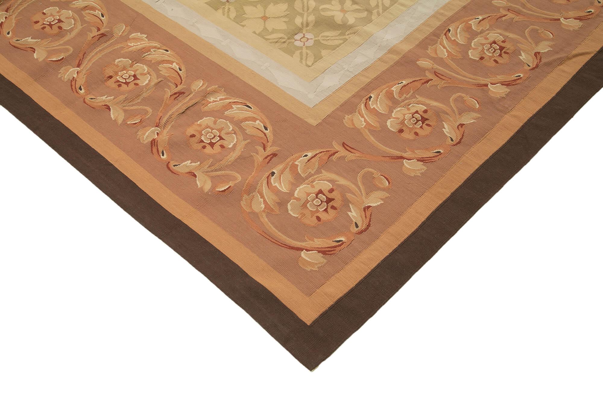 10 x 14 Brown Aubusson Kilim - 1514