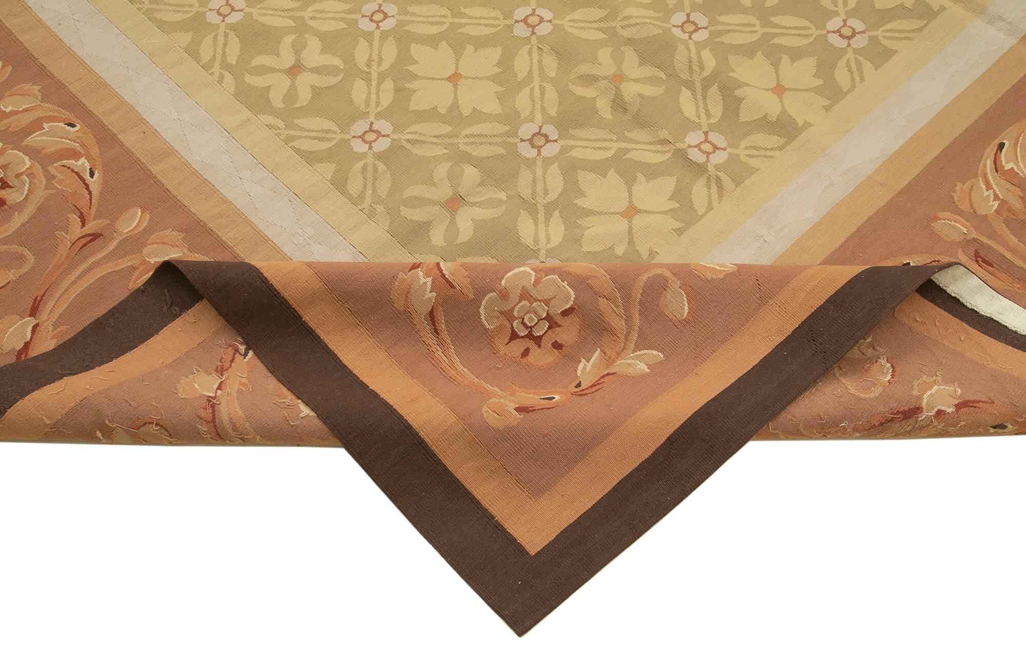 10 x 14 Brown Aubusson Kilim - 1514