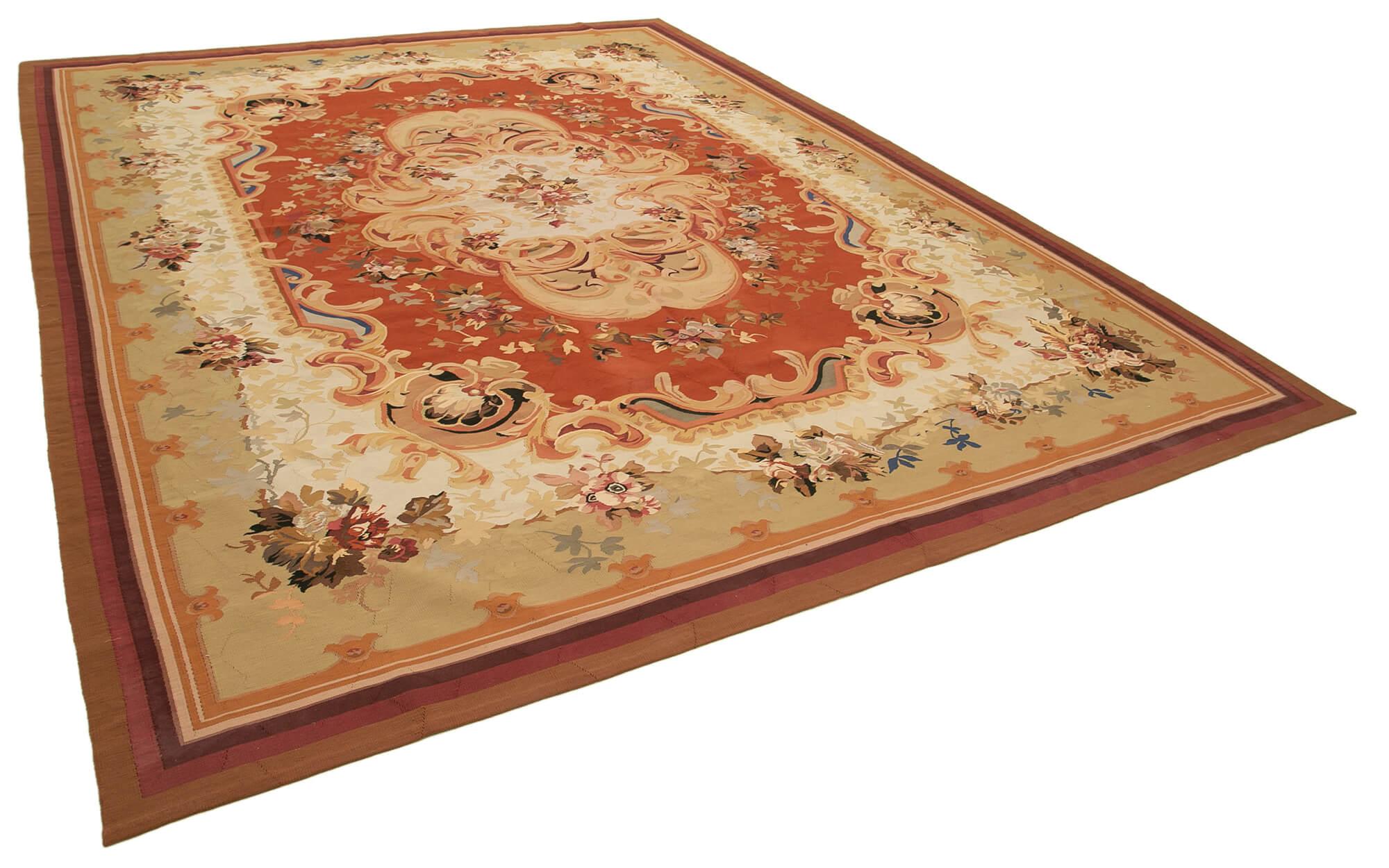 10 x 13 Beige Aubusson Kilim - 1515