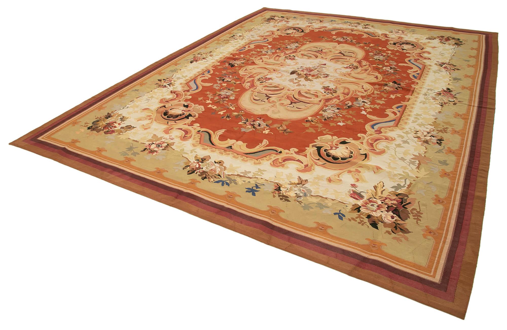 10 x 13 Beige Aubusson Kilim - 1515