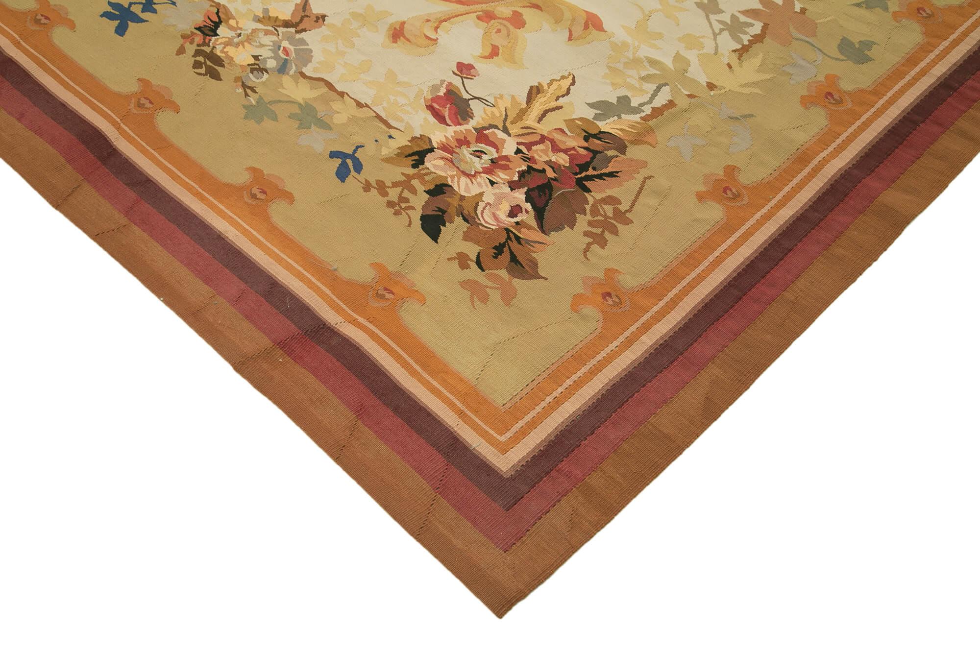 10 x 13 Beige Aubusson Kilim - 1515