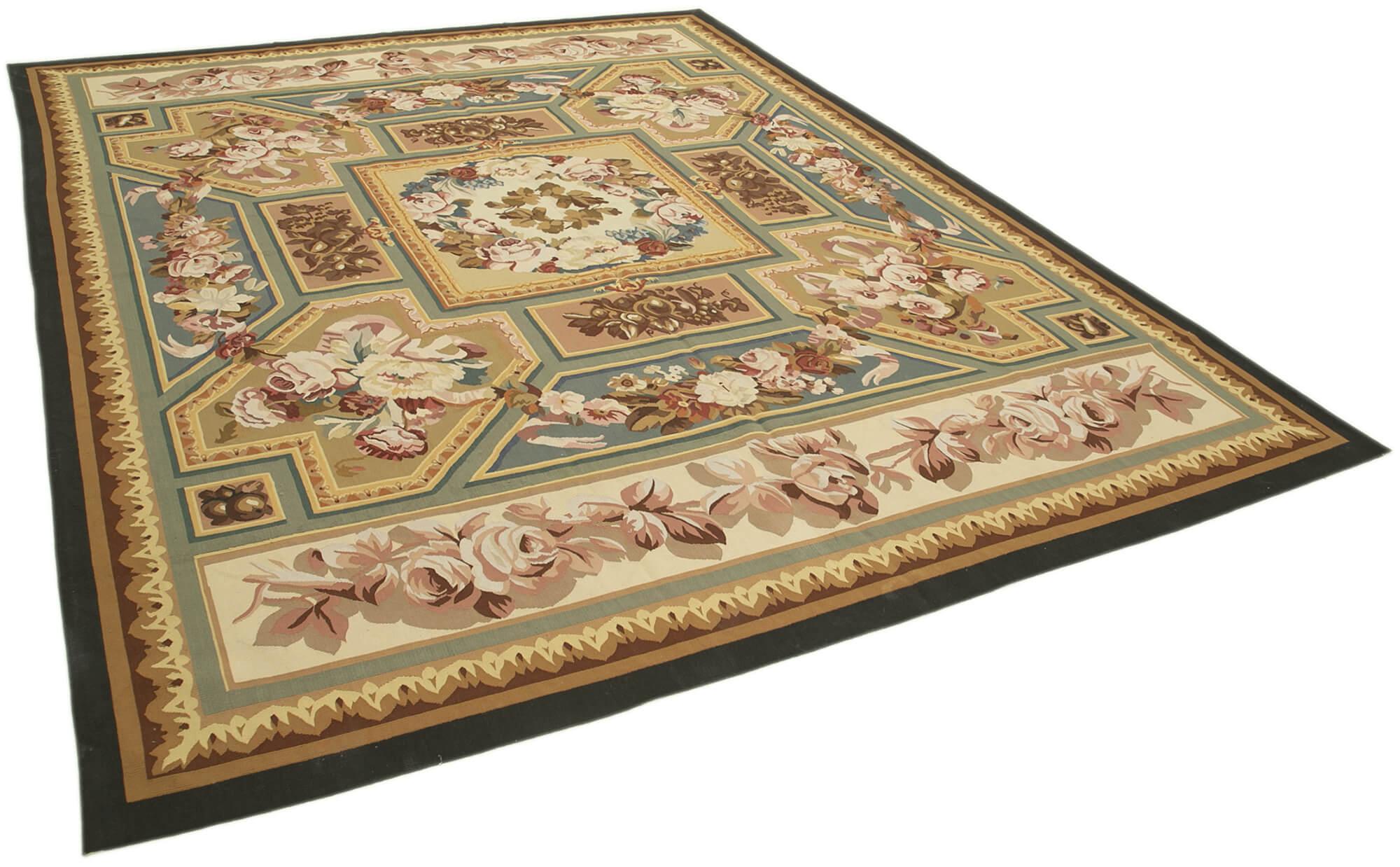 9 x 12 Beige Aubusson Kilim - 1519