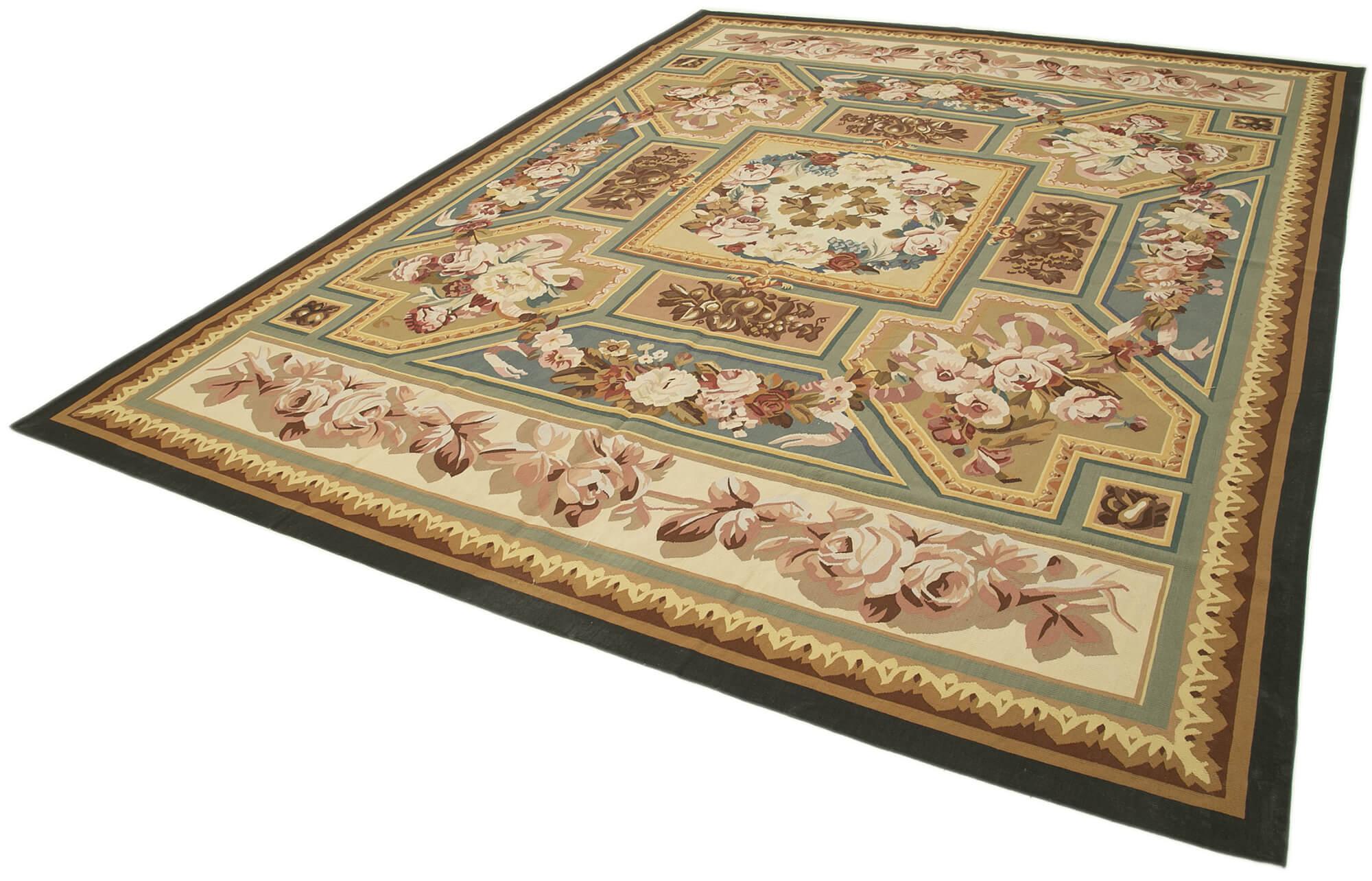 9 x 12 Beige Aubusson Kilim - 1519