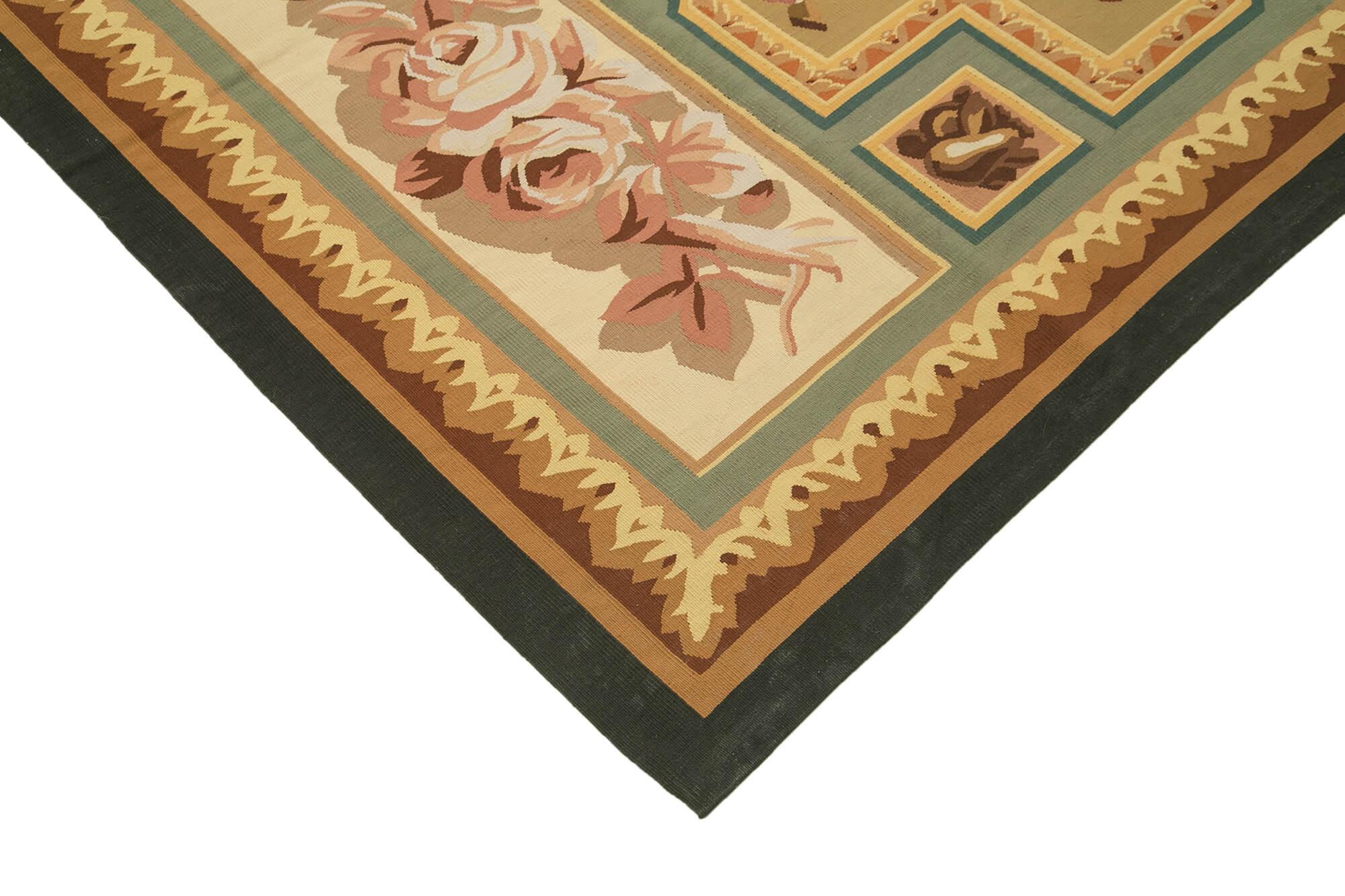 9 x 12 Beige Aubusson Kilim - 1519