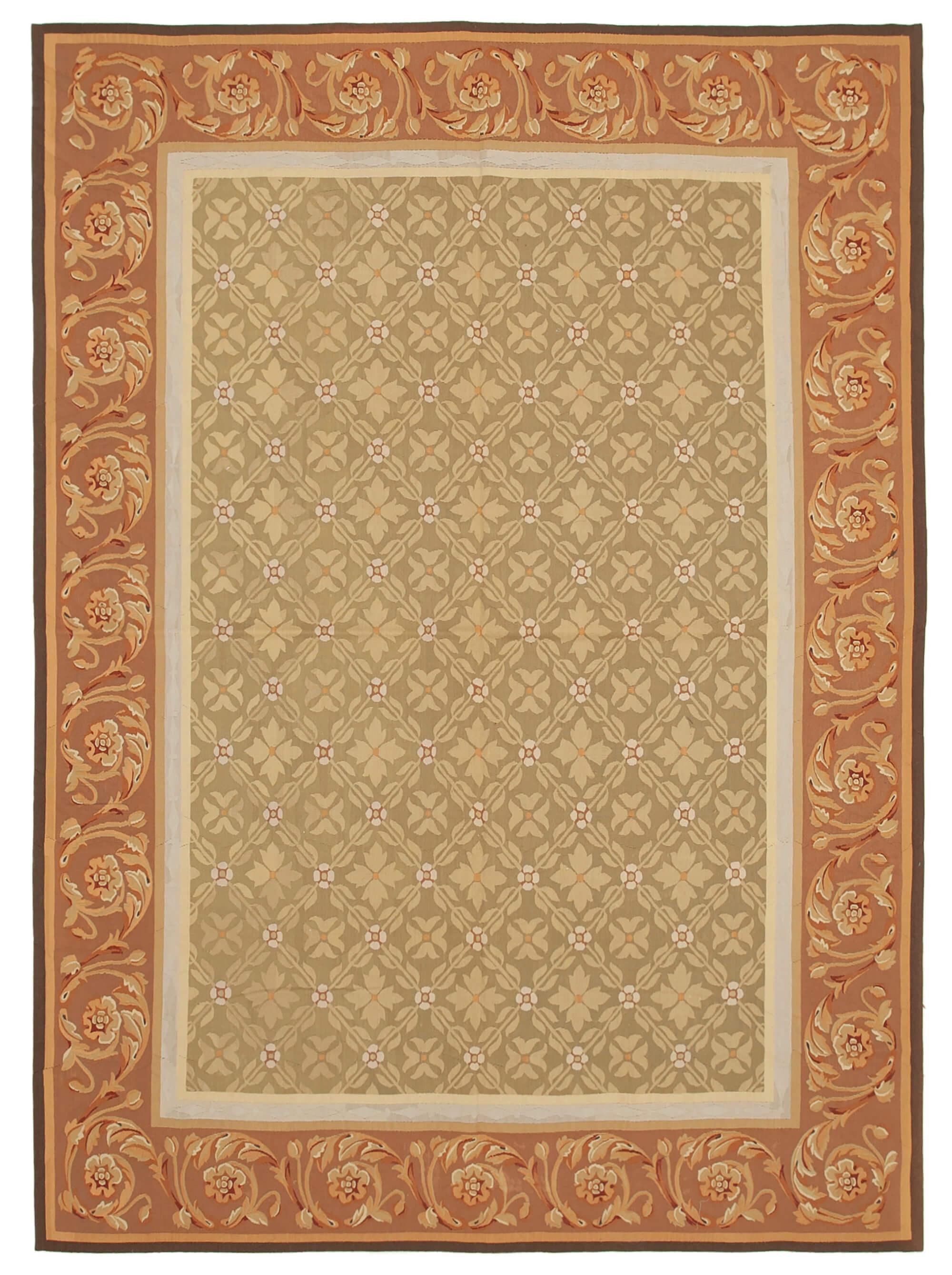 9 x 12 Brown Aubusson Kilim - 1520