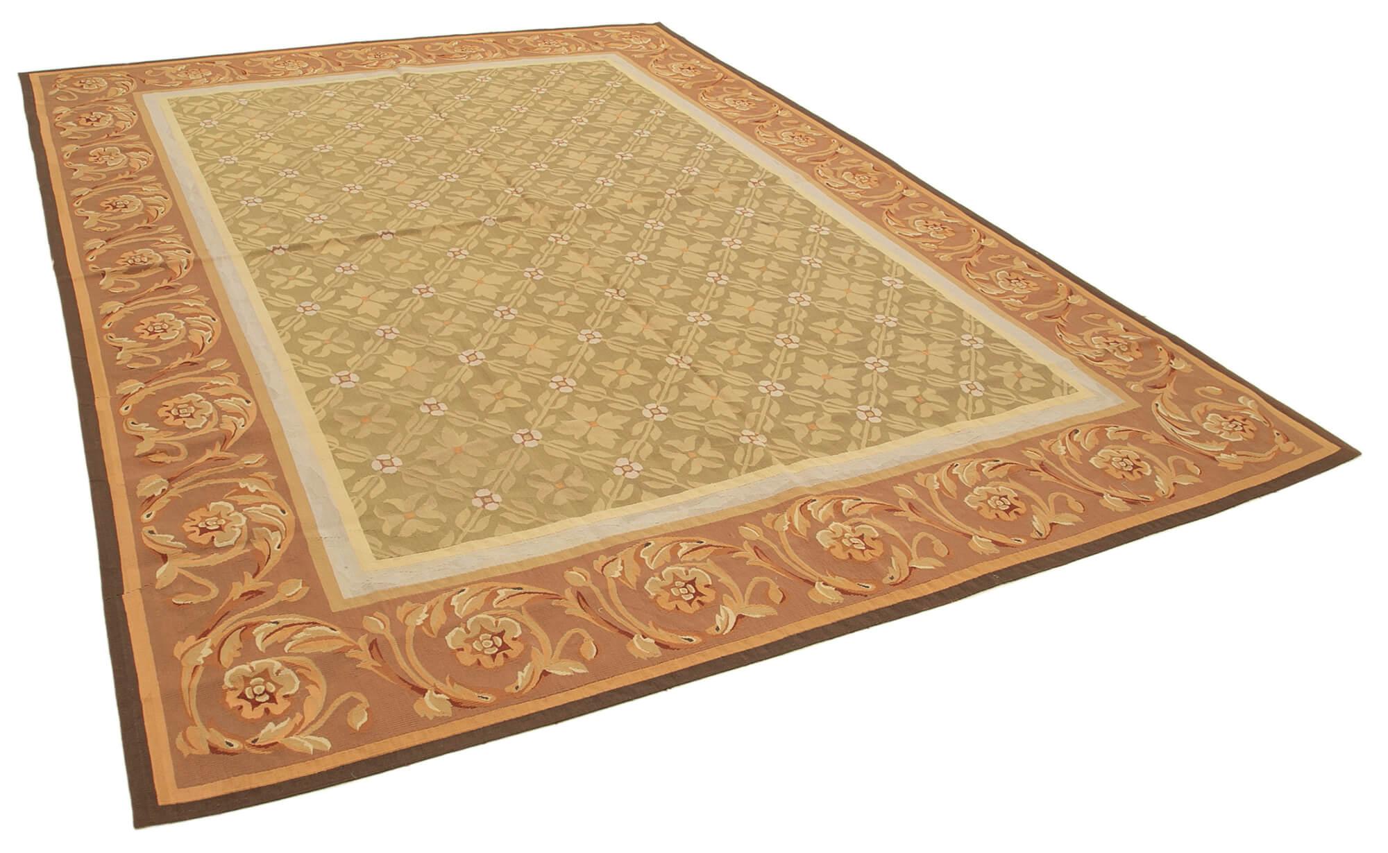 9 x 12 Brown Aubusson Kilim - 1520