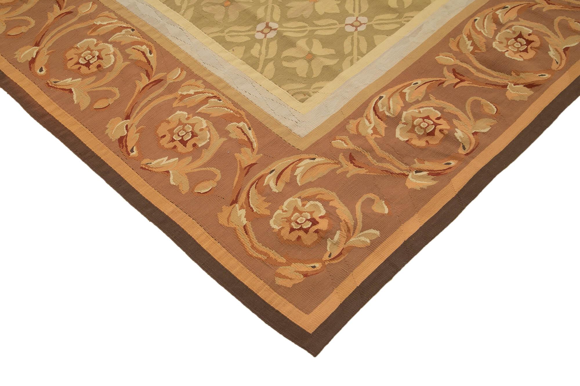 9 x 12 Brown Aubusson Kilim - 1520