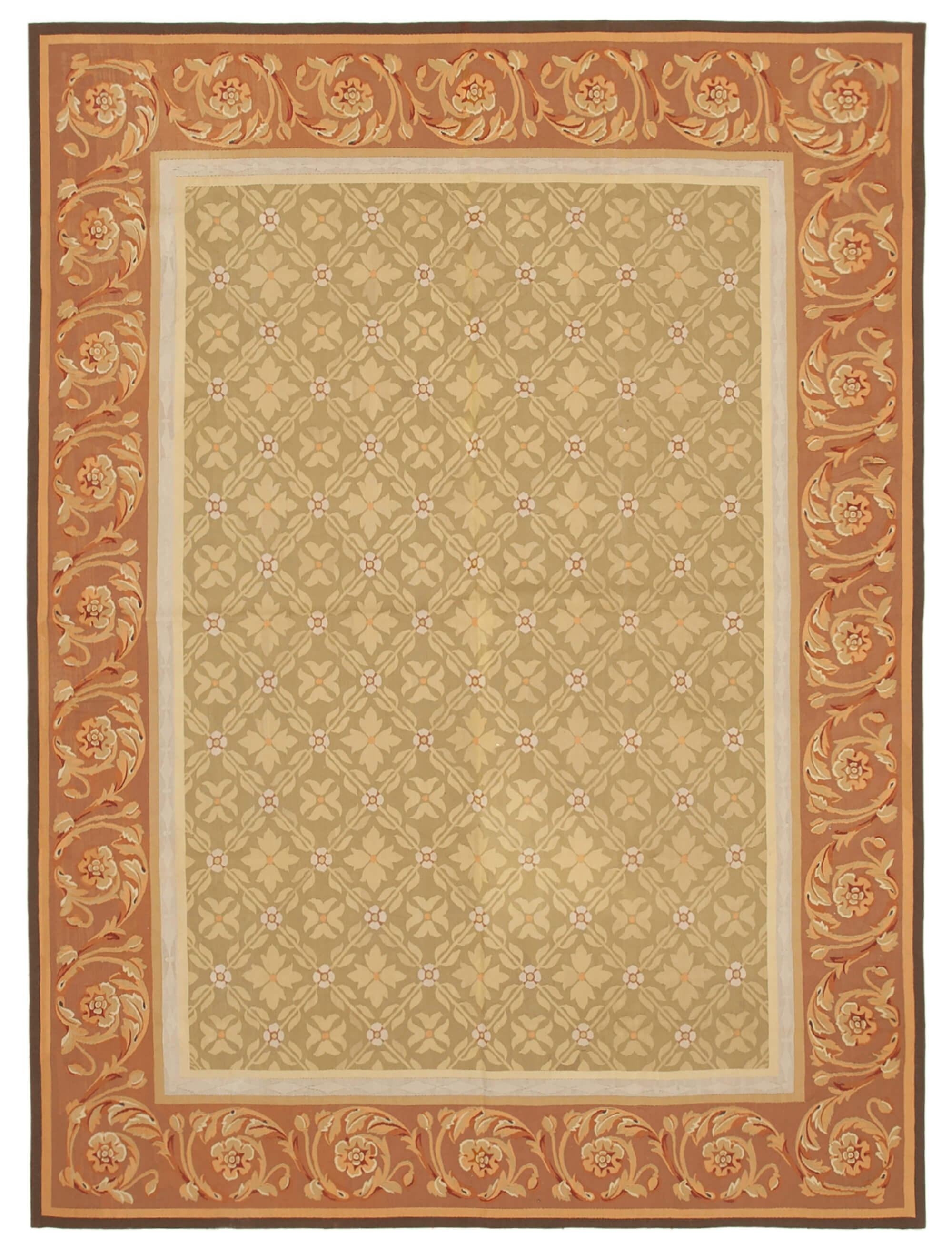 9 x 12 Brown Aubusson Kilim - 1521