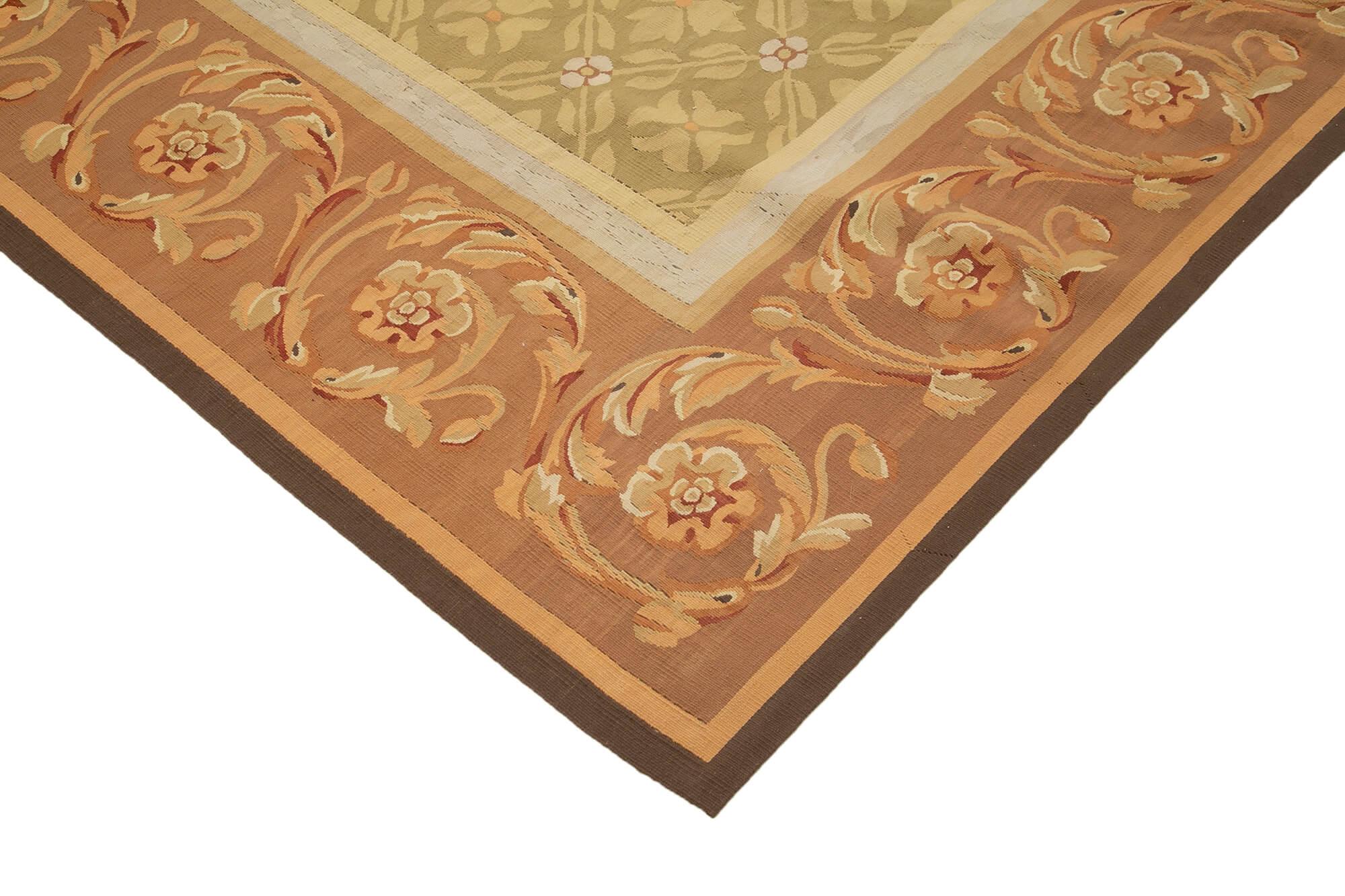 9 x 12 Brown Aubusson Kilim - 1521