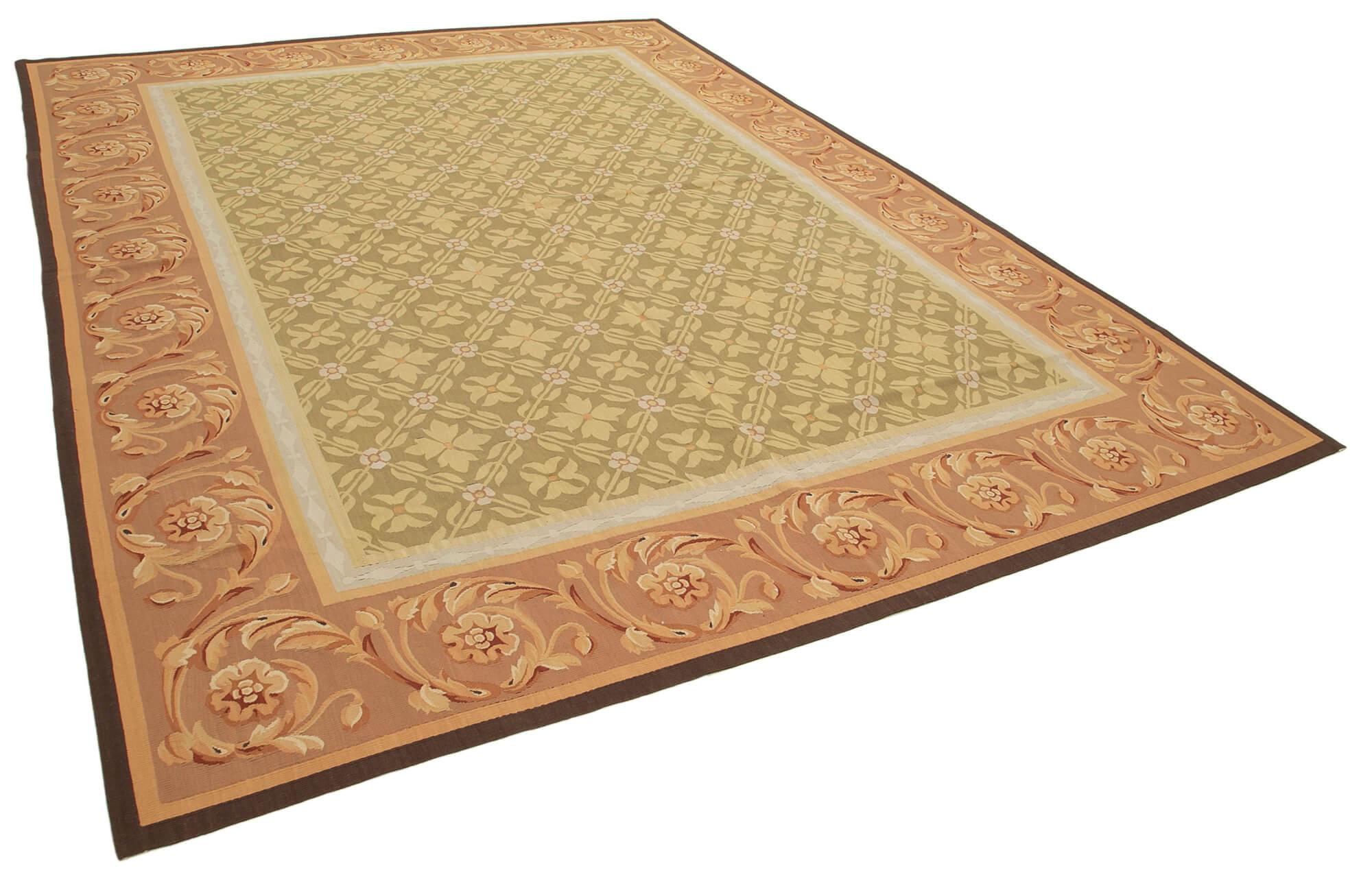 9 x 12 Brown Aubusson Kilim - 1522