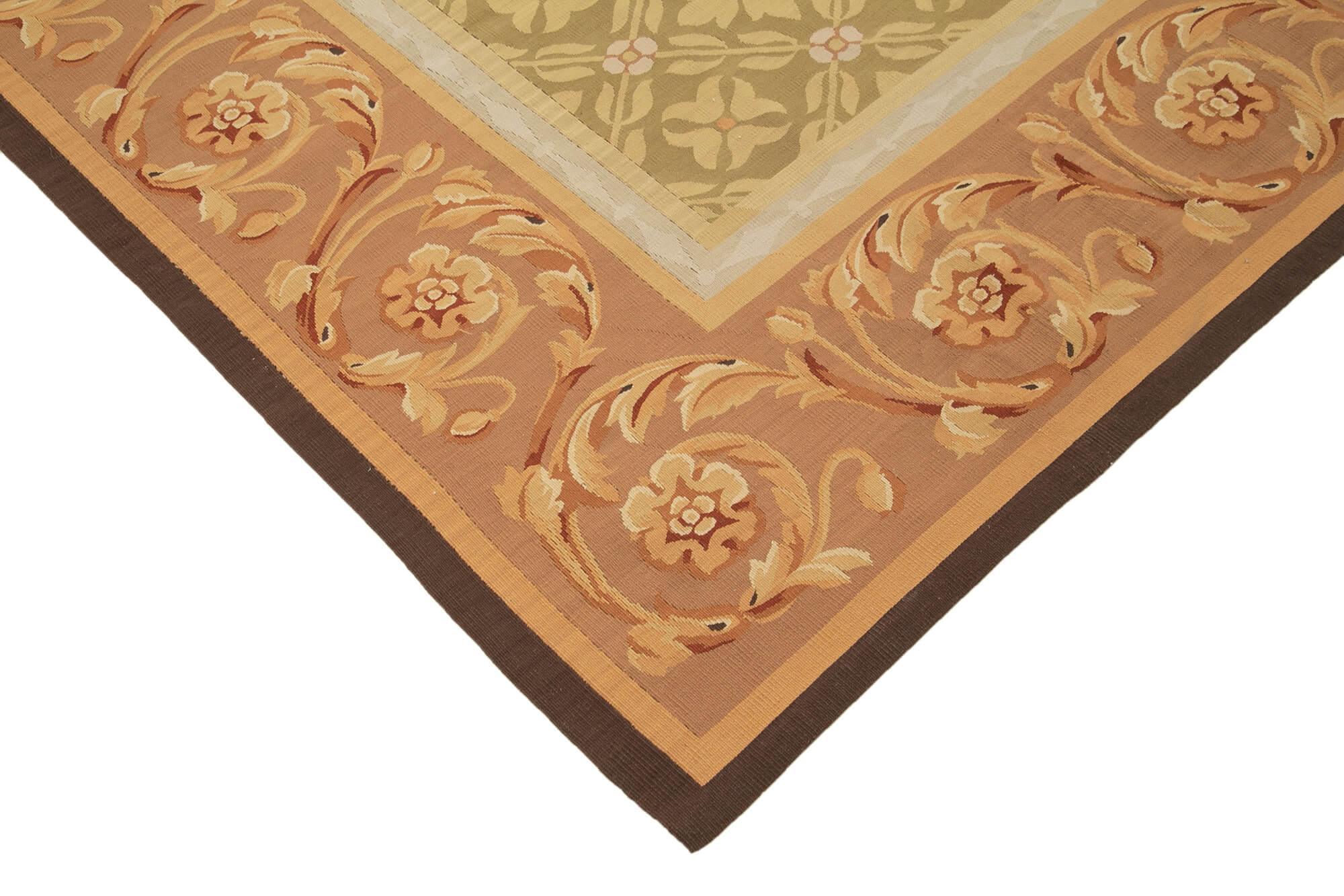 9 x 12 Brown Aubusson Kilim - 1522