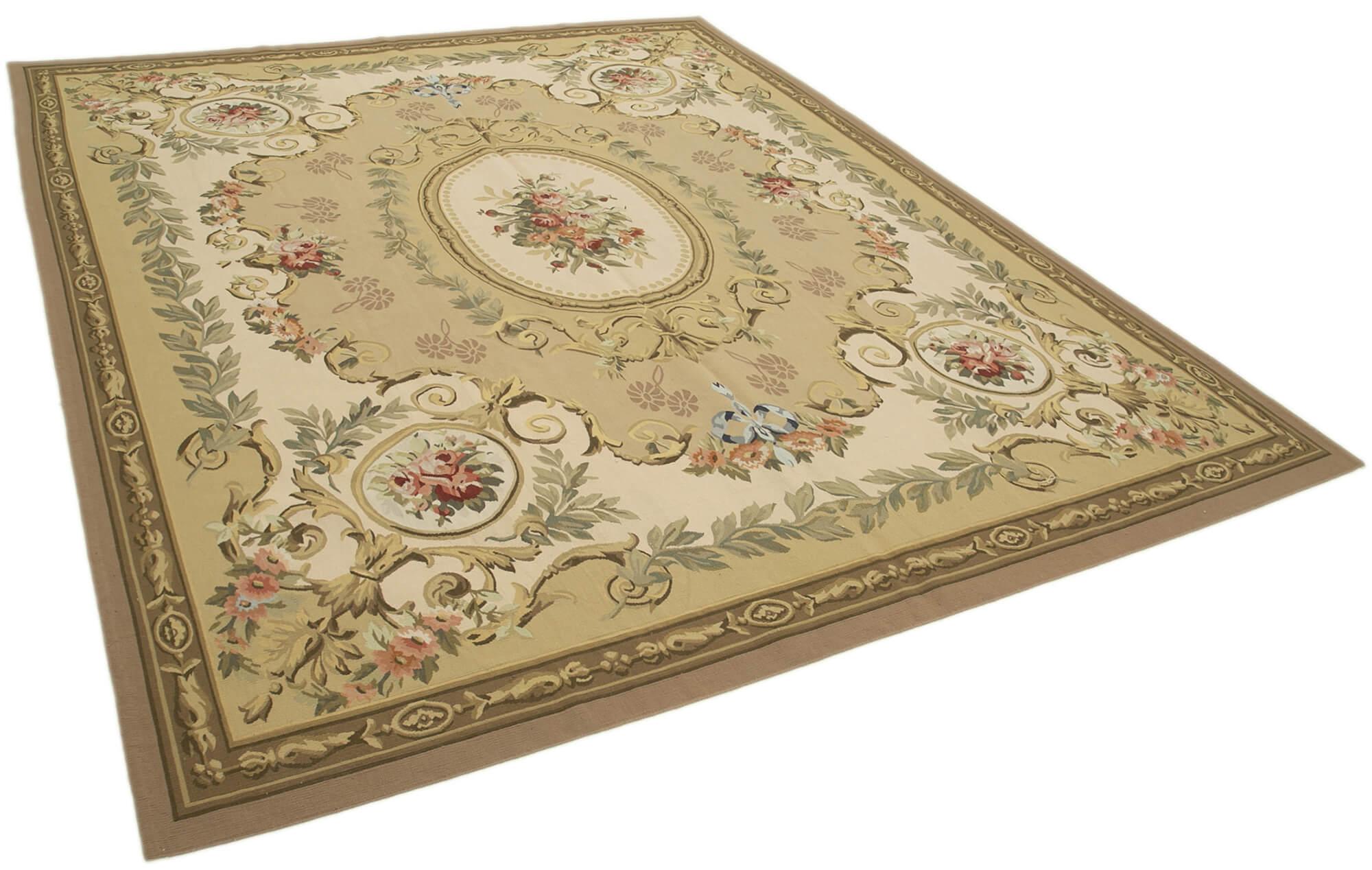 9 x 11 Beige Aubusson Kilim - 1523