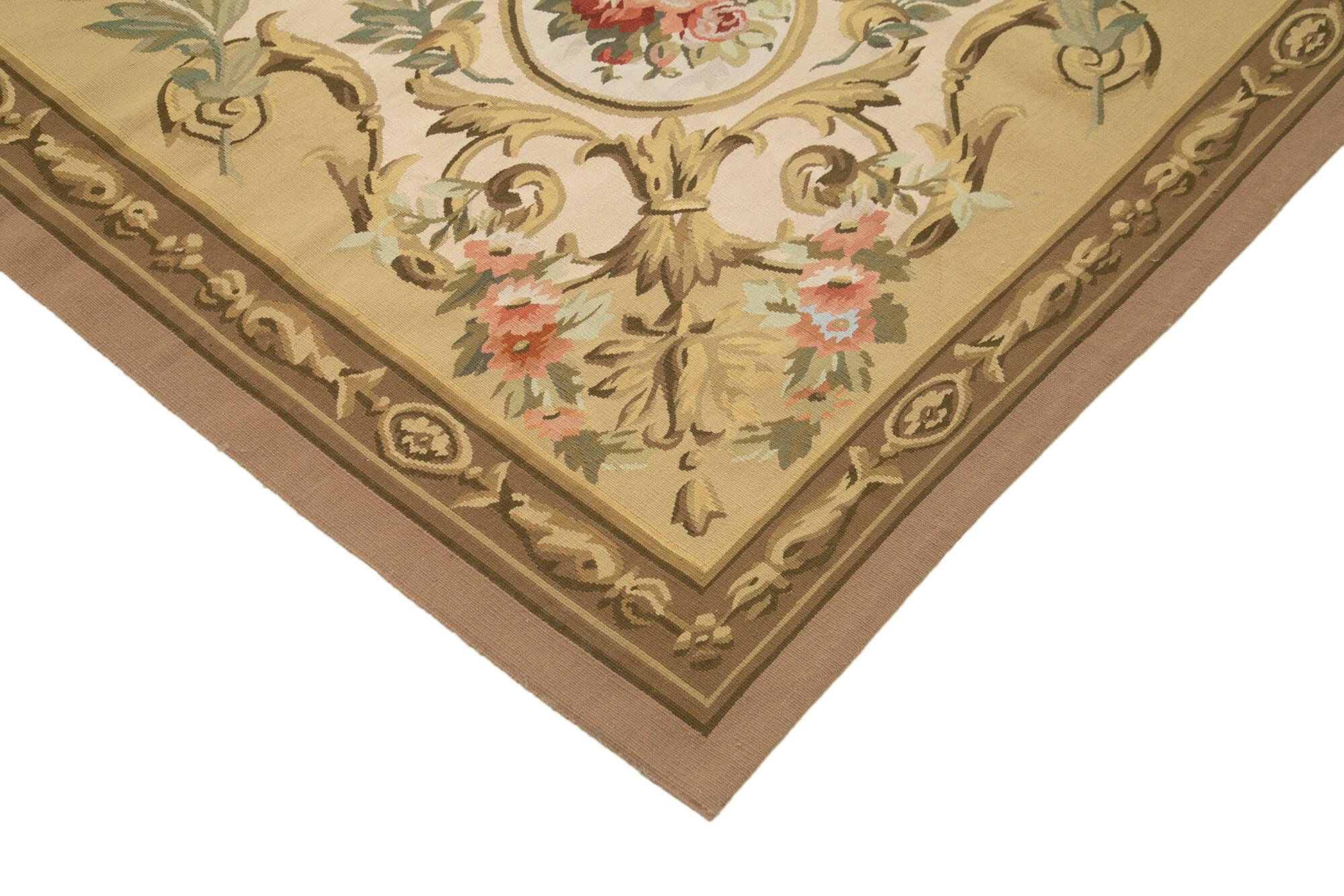 9 x 11 Beige Aubusson Kilim - 1523