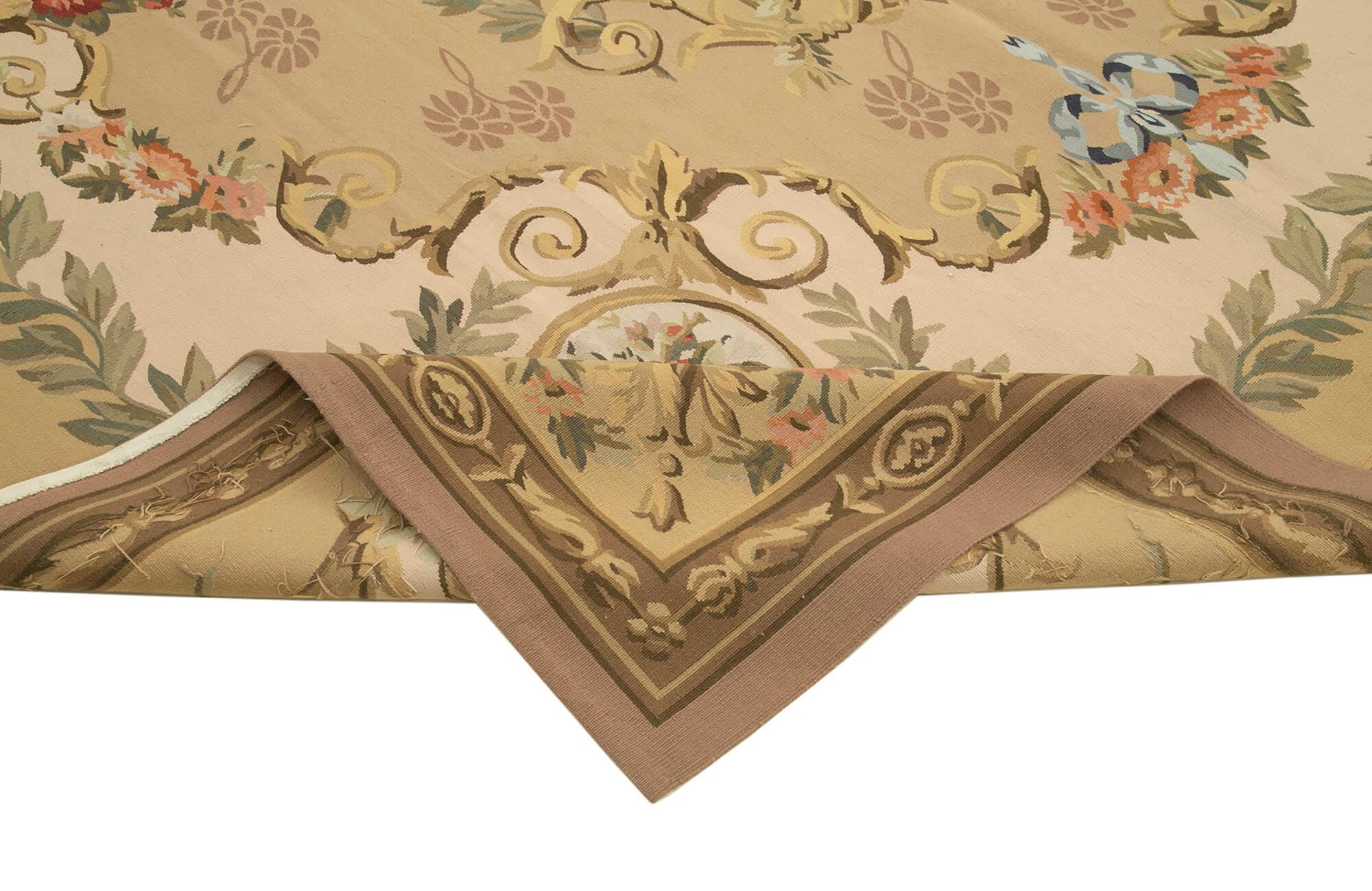 9 x 11 Beige Aubusson Kilim - 1523