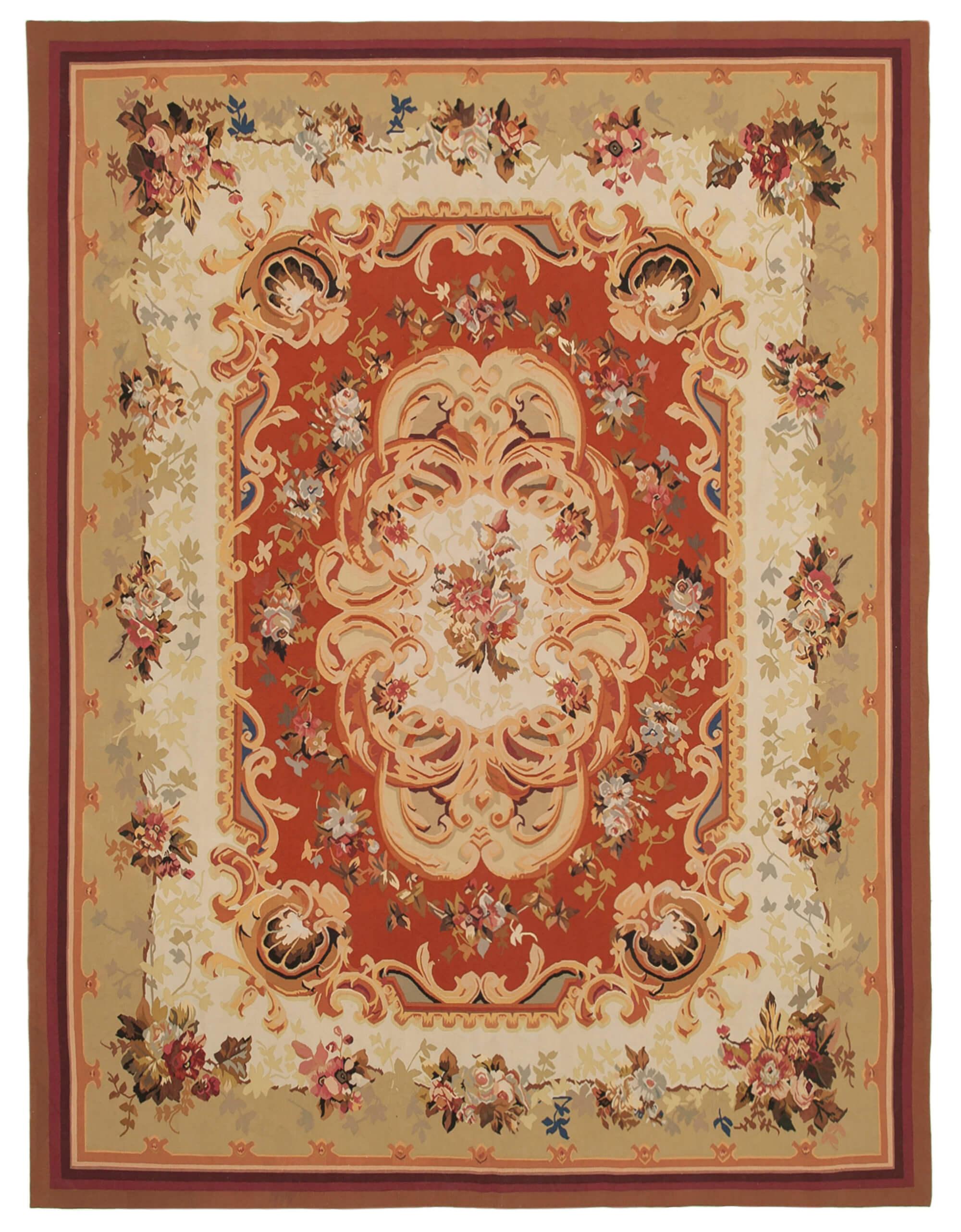 9 x 12 Beige Aubusson Kilim - 1526