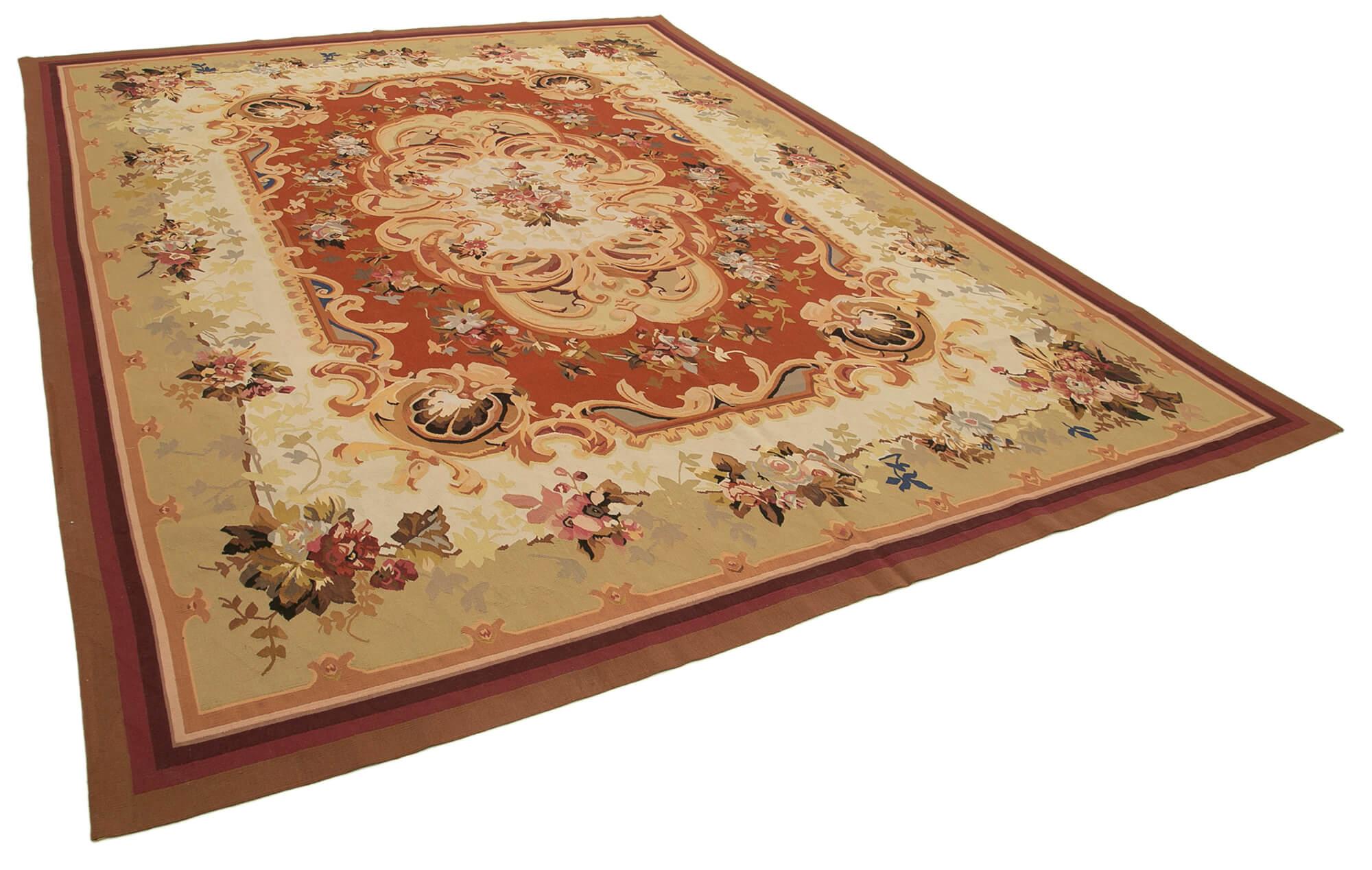 9 x 12 Beige Aubusson Kilim - 1526