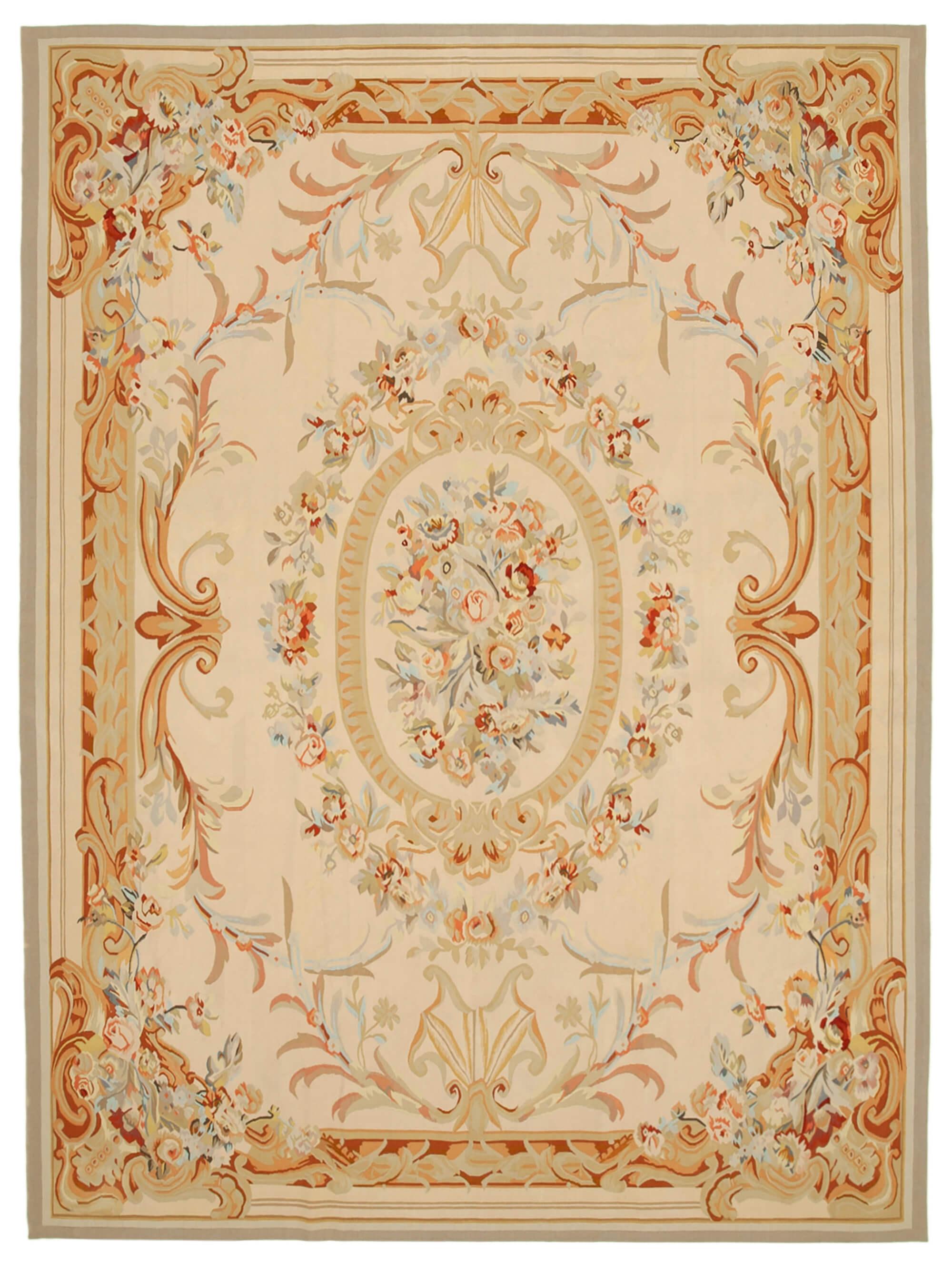 9 x 12 Beige Aubusson Kilim - 1528