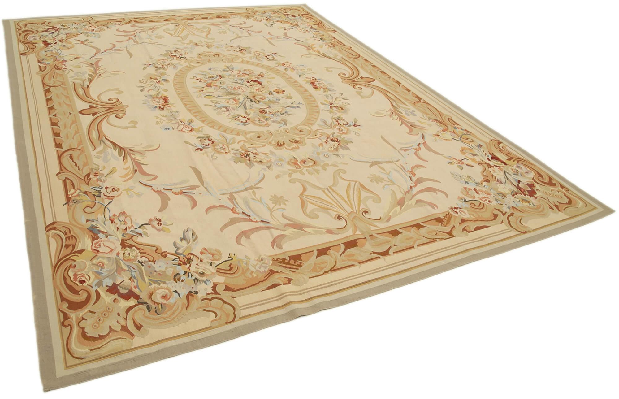 9 x 12 Beige Aubusson Kilim - 1528