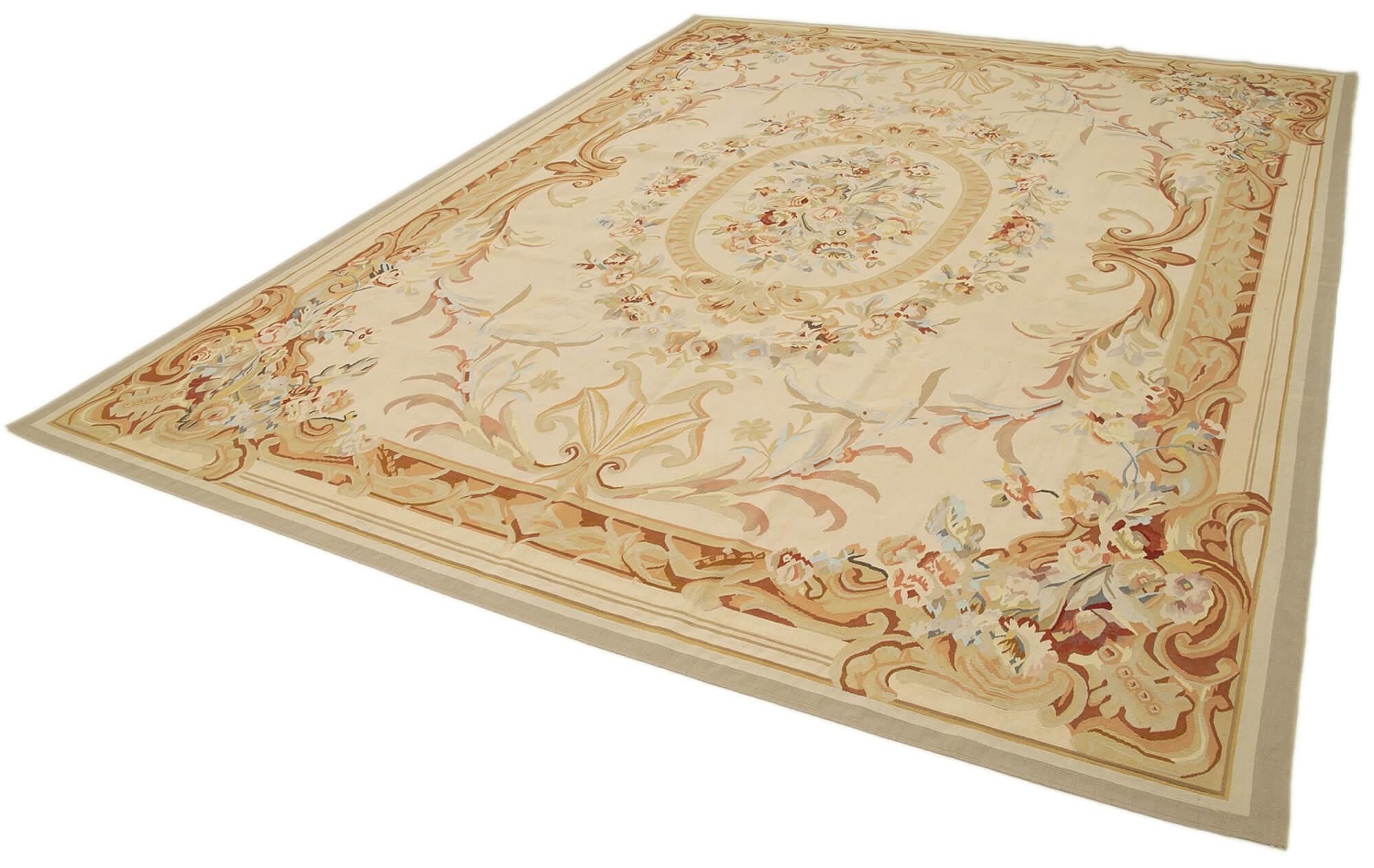 9 x 12 Beige Aubusson Kilim - 1528