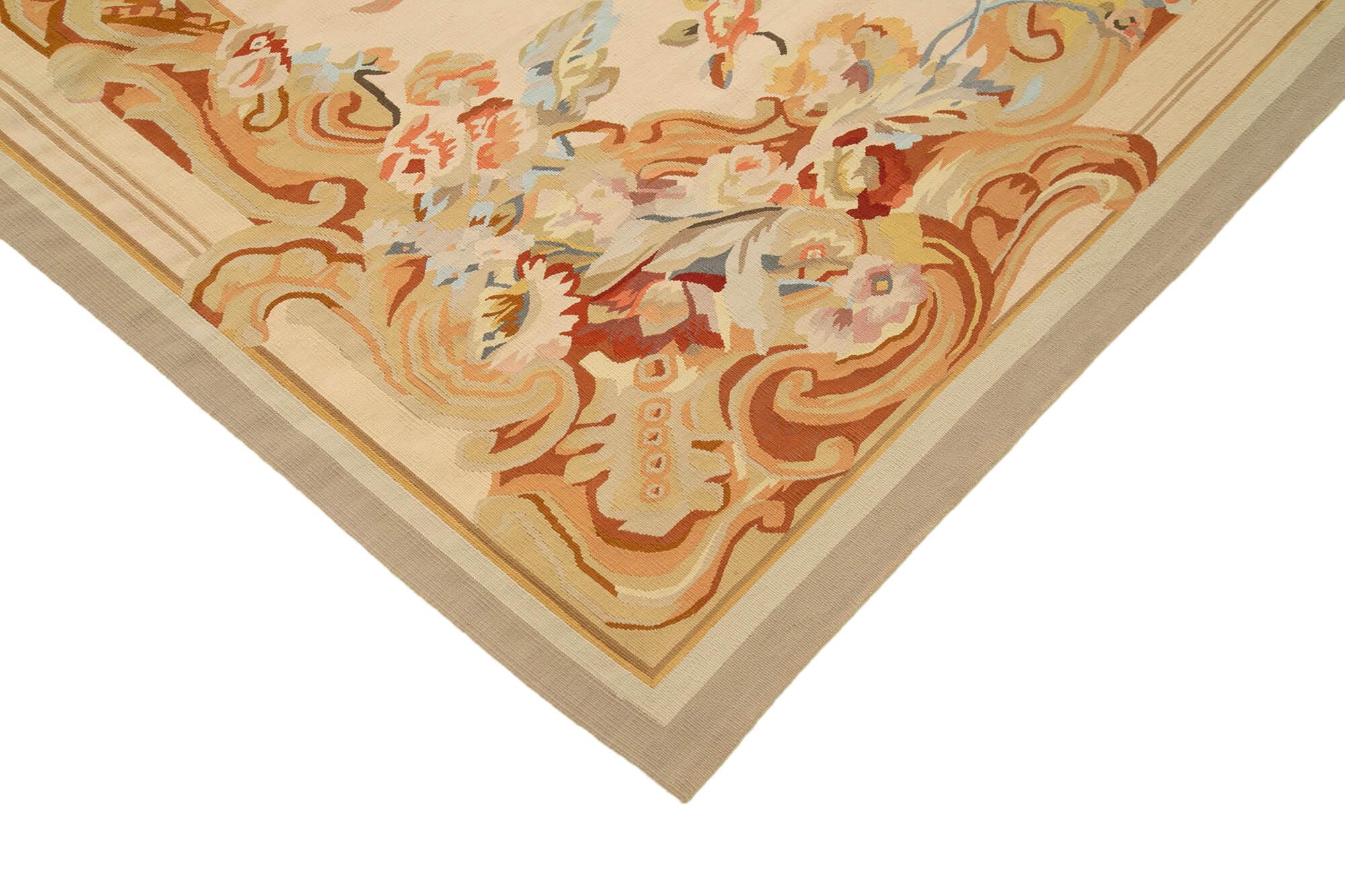 9 x 12 Beige Aubusson Kilim - 1528